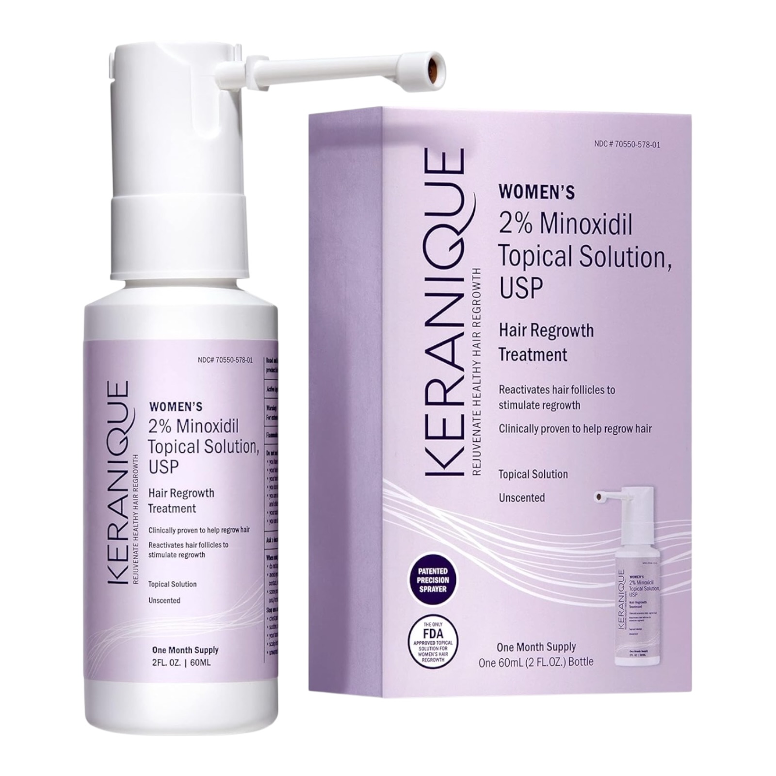Keranique 2% Minoxidil Topical Hair Regrowth Treatment Spray 2 Oz
