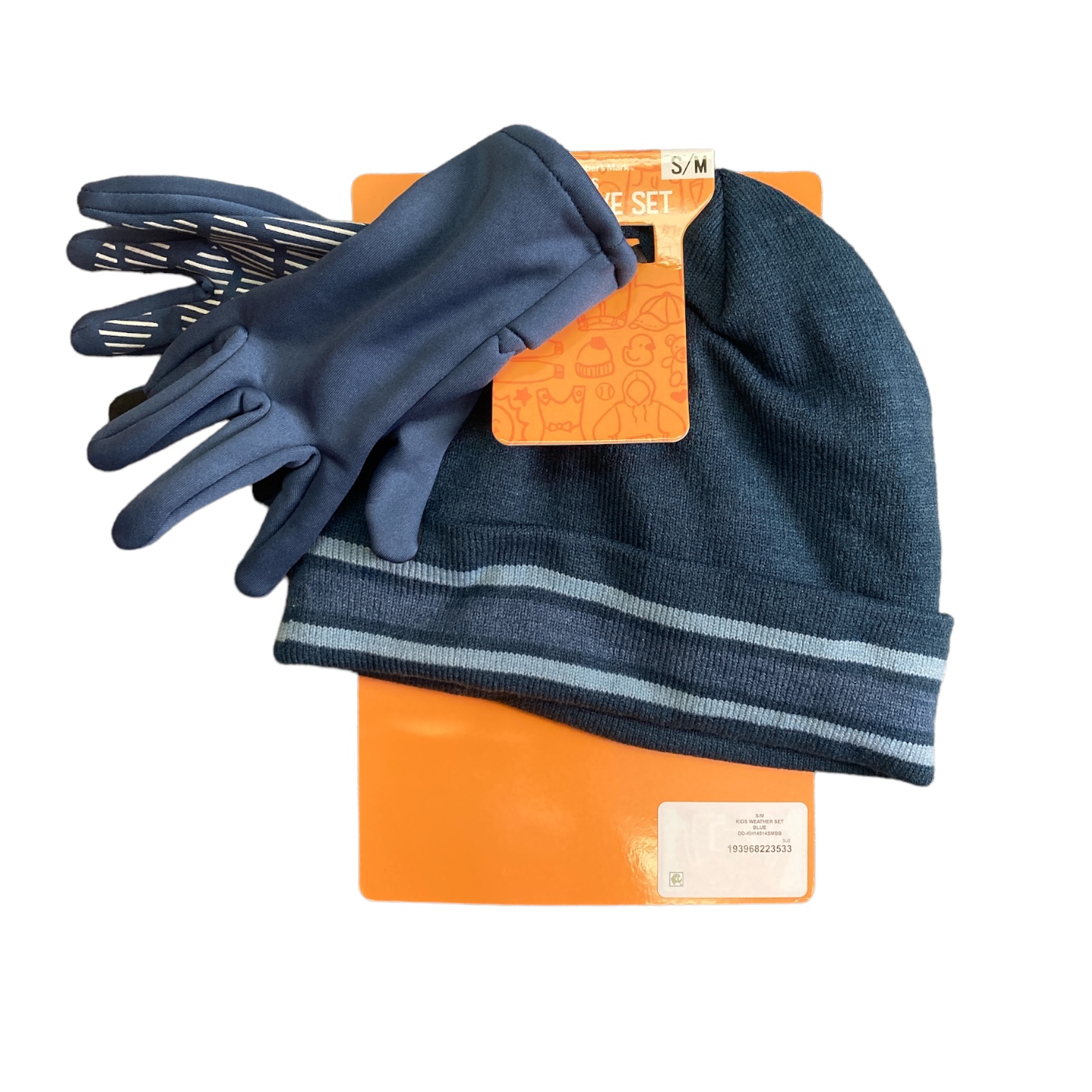 Member's Mark Kid's Flat Knit Beanie Hat With Pom Pom & Gloves Set - Picture 4 of 6