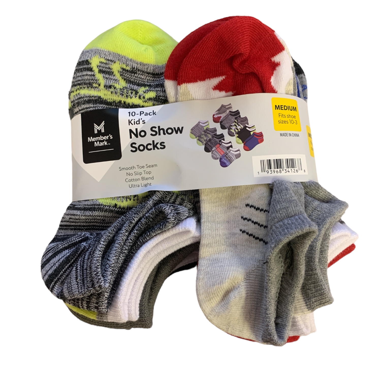 Member's Mark Boy's 10-Pack Ultra Lite Smooth Toe Seam No Show Socks - Picture 3 of 8