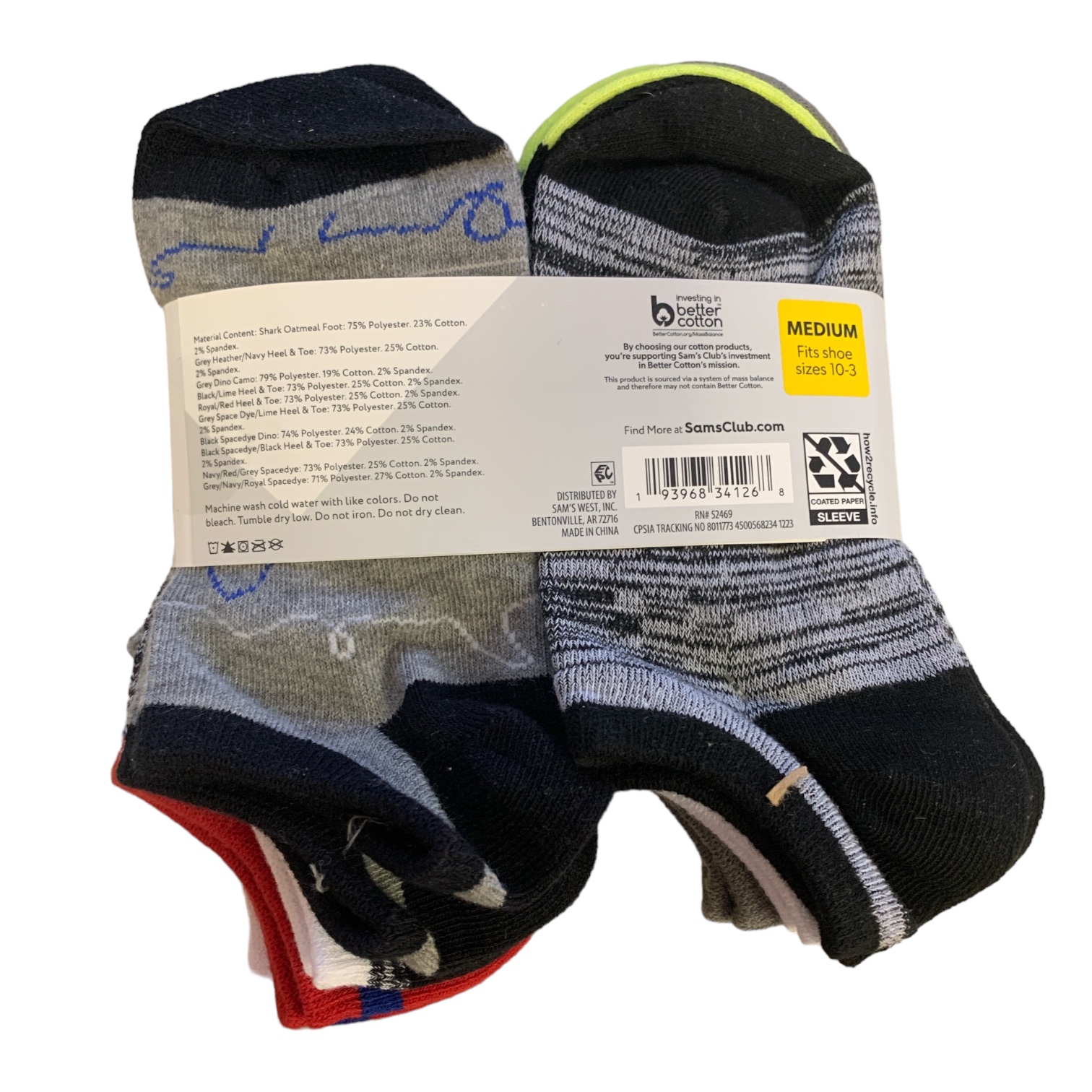 Member's Mark Boy's 10-Pack Ultra Lite Smooth Toe Seam No Show Socks - Picture 4 of 8
