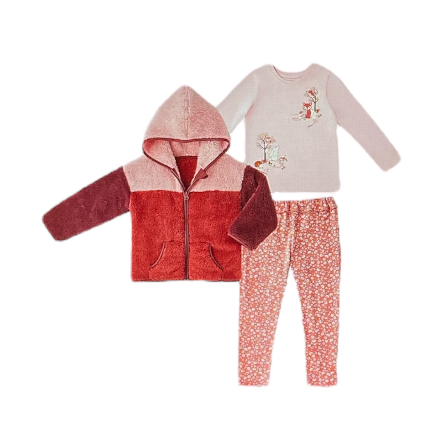 Member's Mark Girl's 3 Piece Cozy Full Zip Hooded Jacket Set - Picture 2 of 9