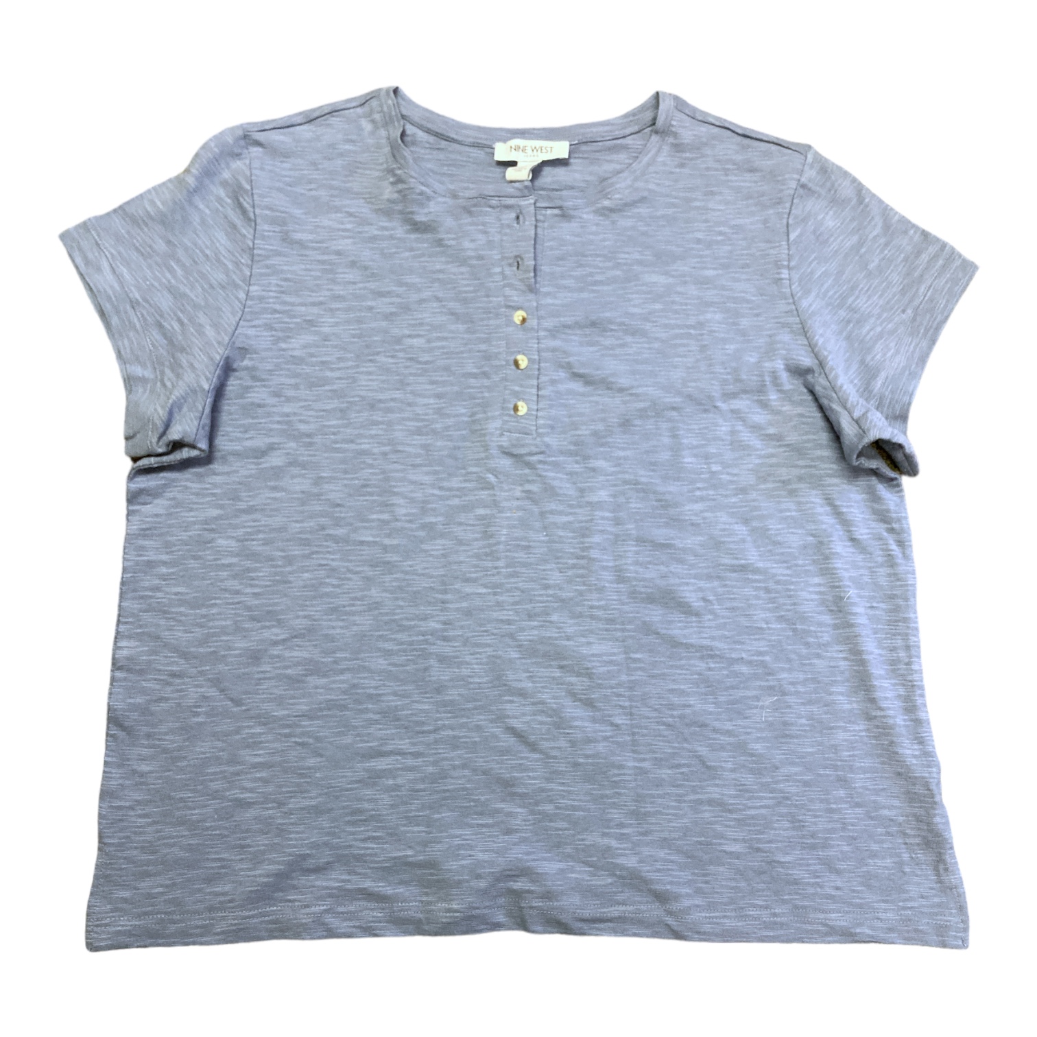 Nine West Women's Short Sleeve Front Button Slub Henley Top - Picture 6 of 10