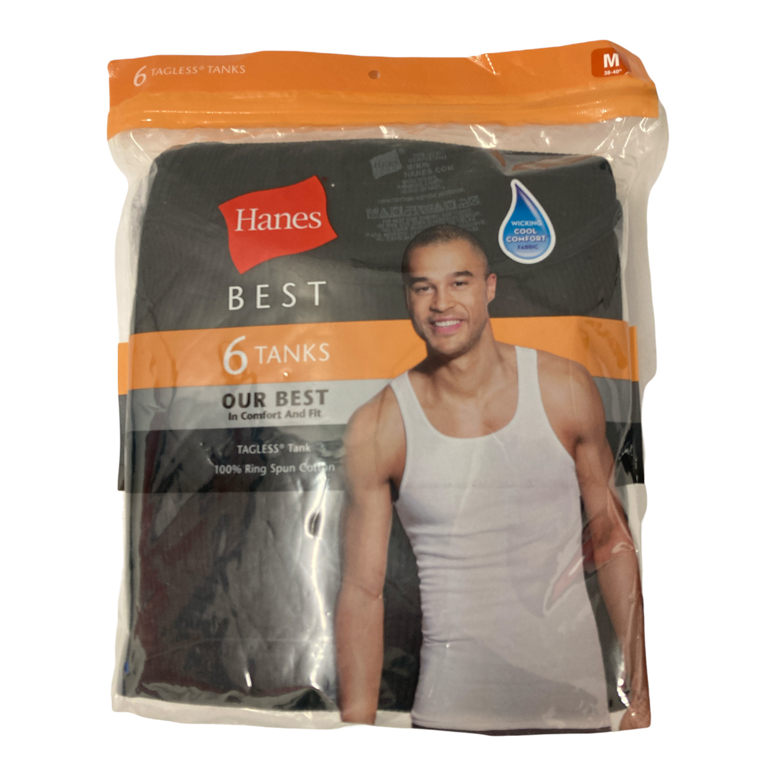 Hanes Best Men's Tagless 100% Cotton Tank Top 6 Pack - Picture 3 of 4