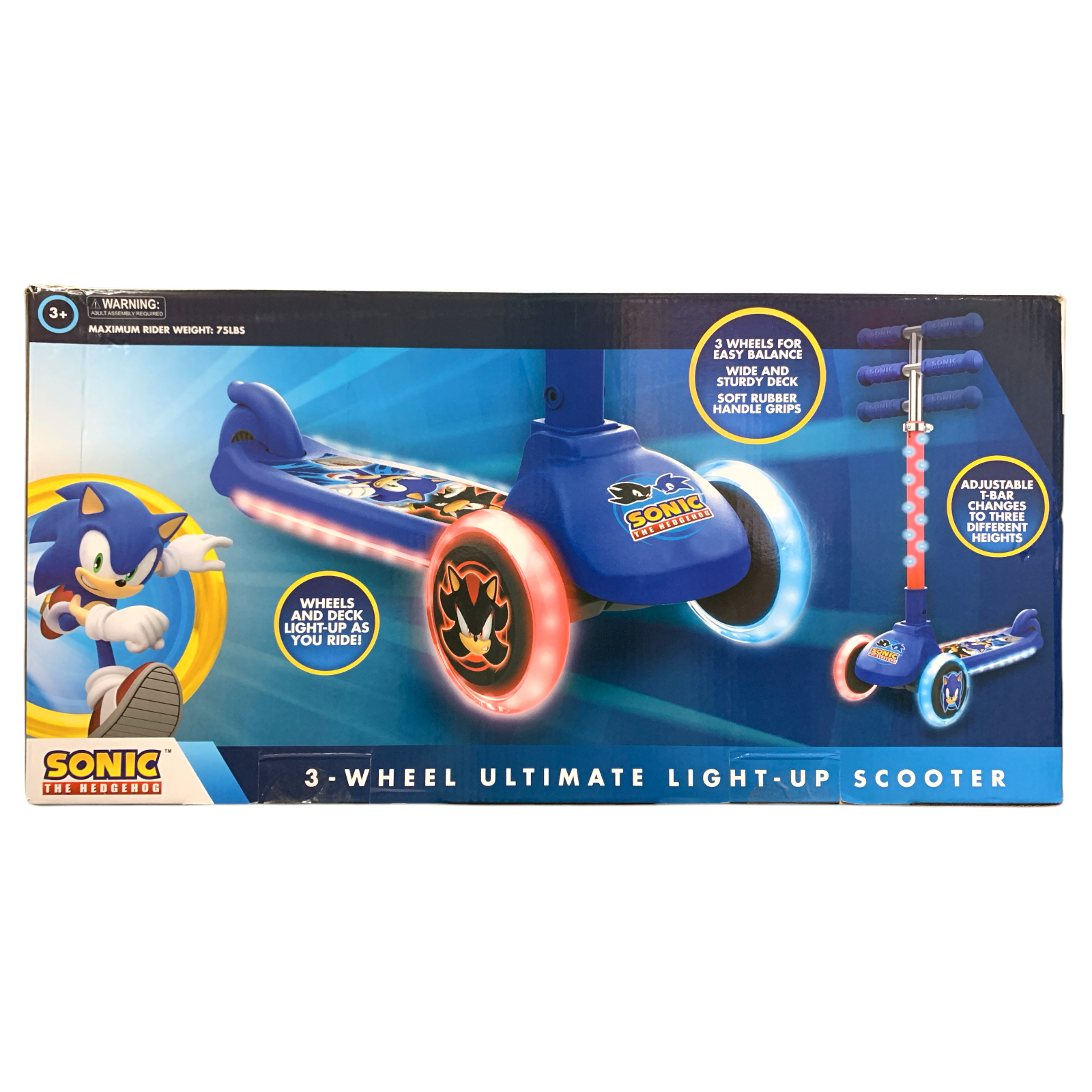Licensed Kids Easy Balance Adjustable Light-Up Three-Wheeled Kick Scooter - Picture 6 of 7