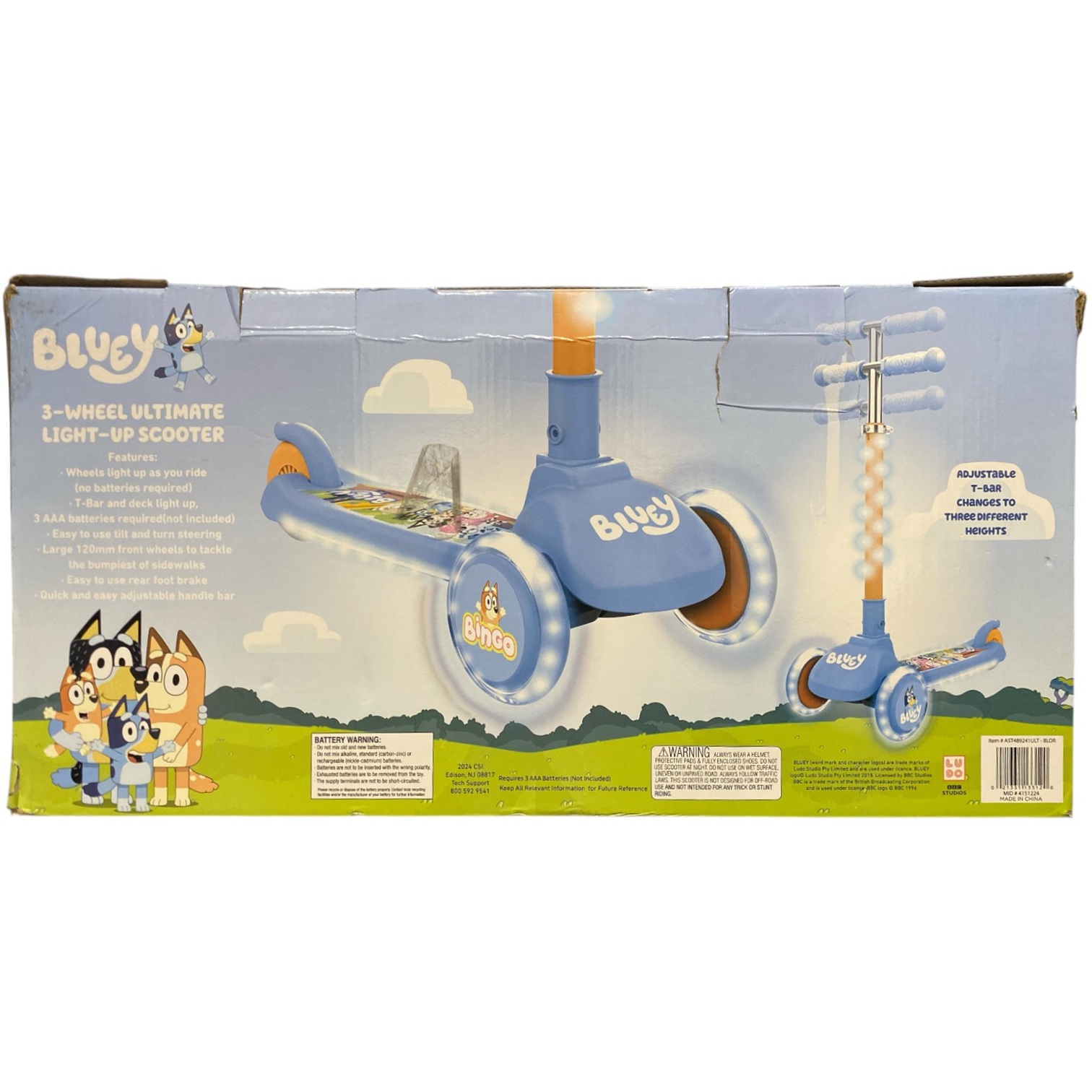 Licensed Kids Easy Balance Adjustable Light-Up Three-Wheeled Kick Scooter - Picture 5 of 7