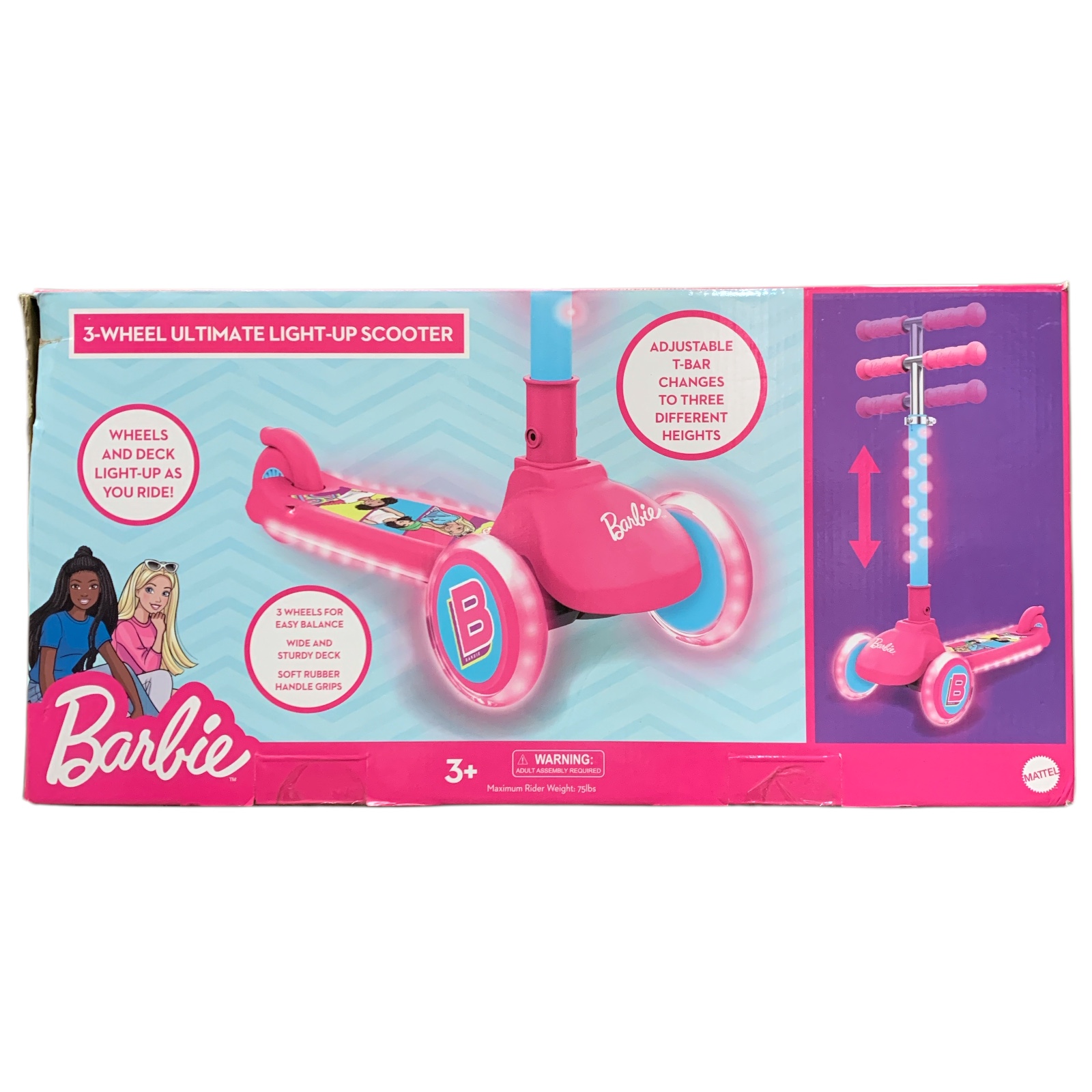 Licensed Kids Easy Balance Adjustable Light-Up Three-Wheeled Kick Scooter - Picture 2 of 7