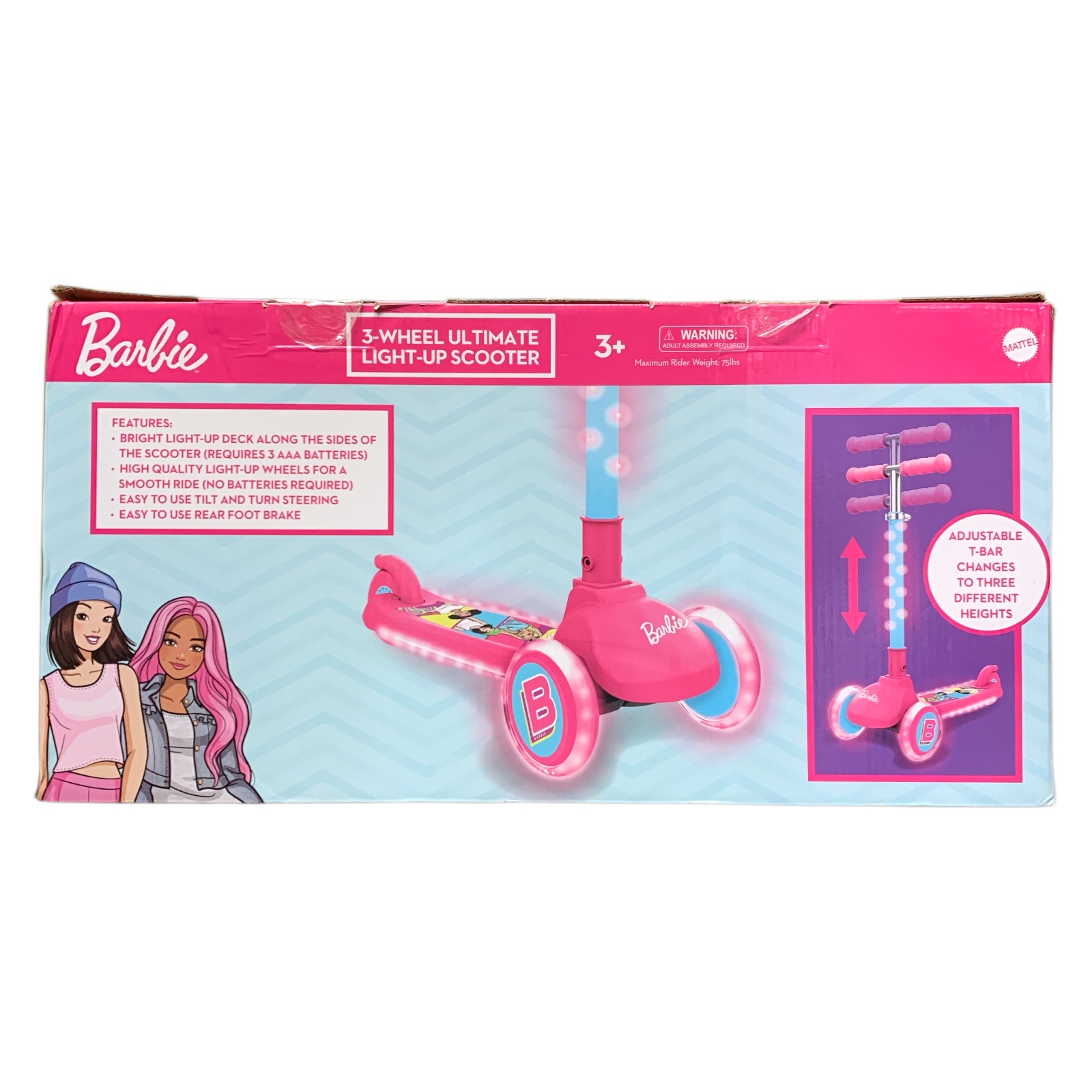 Licensed Kids Easy Balance Adjustable Light-Up Three-Wheeled Kick Scooter - Picture 3 of 7