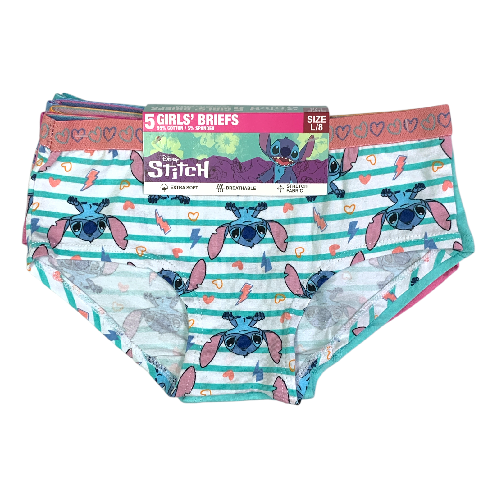 Character Girls Stretch Mid-Rise Easy Care Soft Breathable 5-Pack Brief - Picture 13 of 17