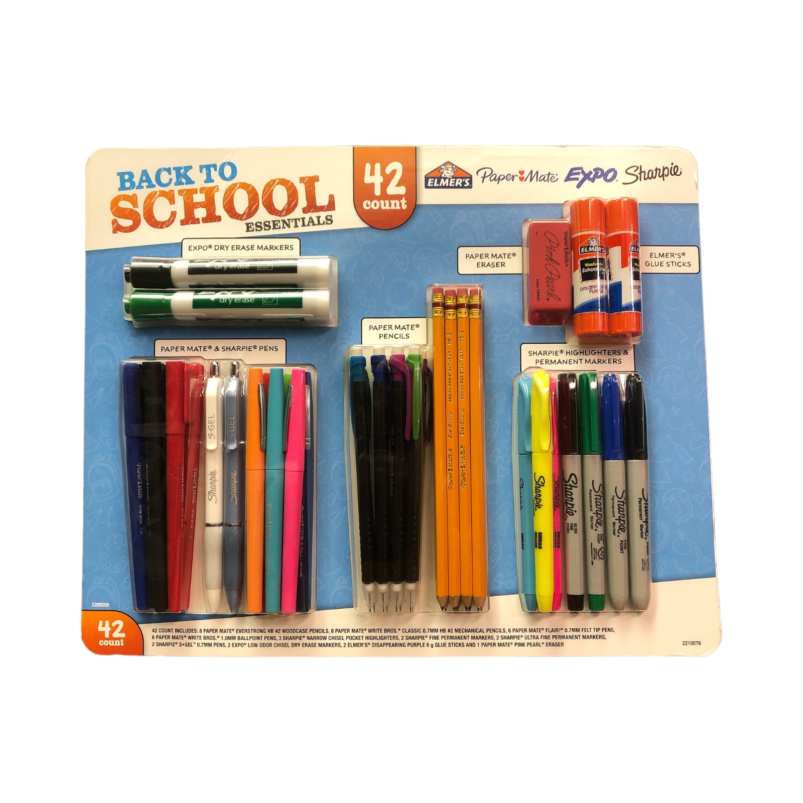 Back To School Essentials Set, 42ct – Pens, Pencils, Markers, Eraser and Glue