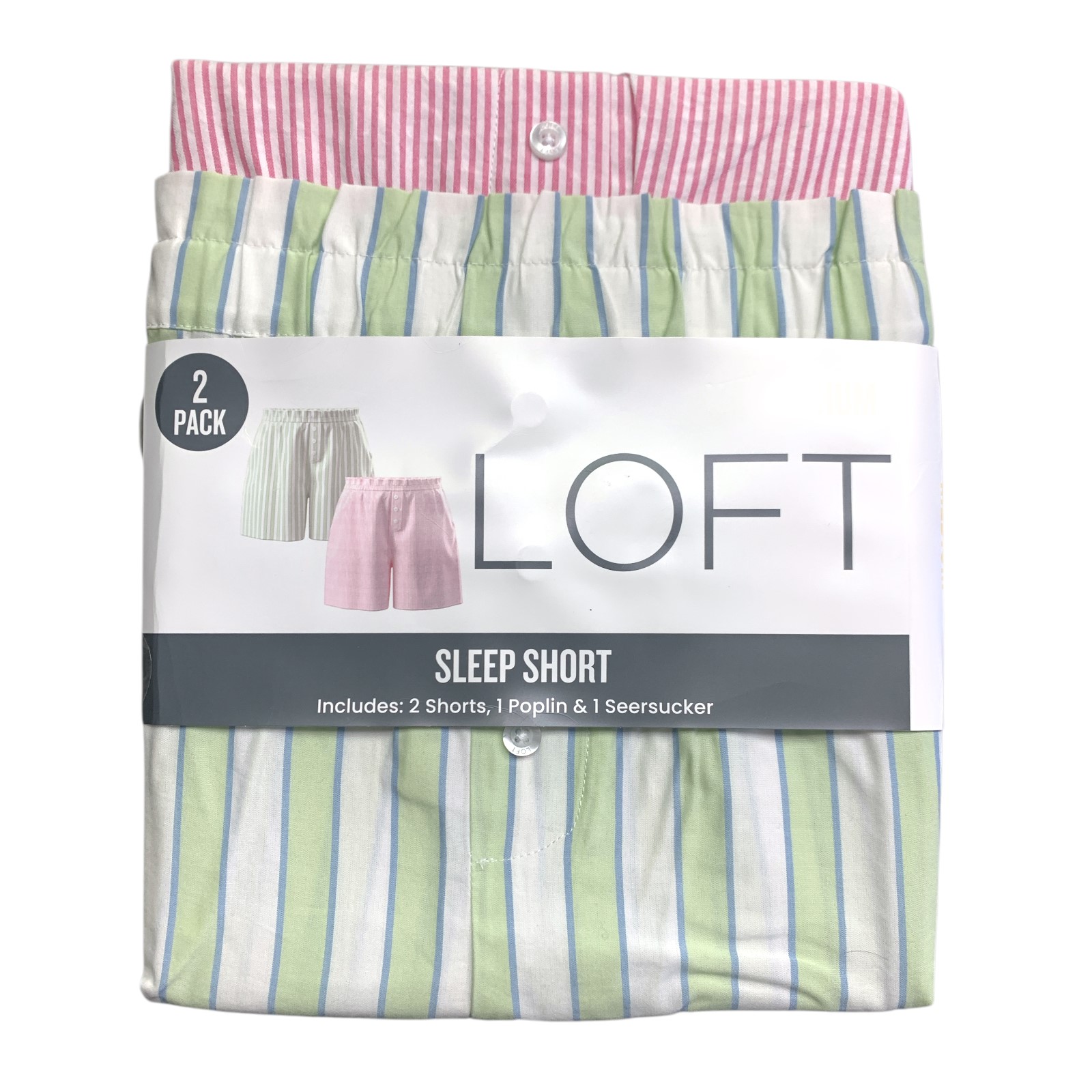 LOFT Women’s 2-Pack Sleep Short Pack, 1 Poplin & 1 Seersucker