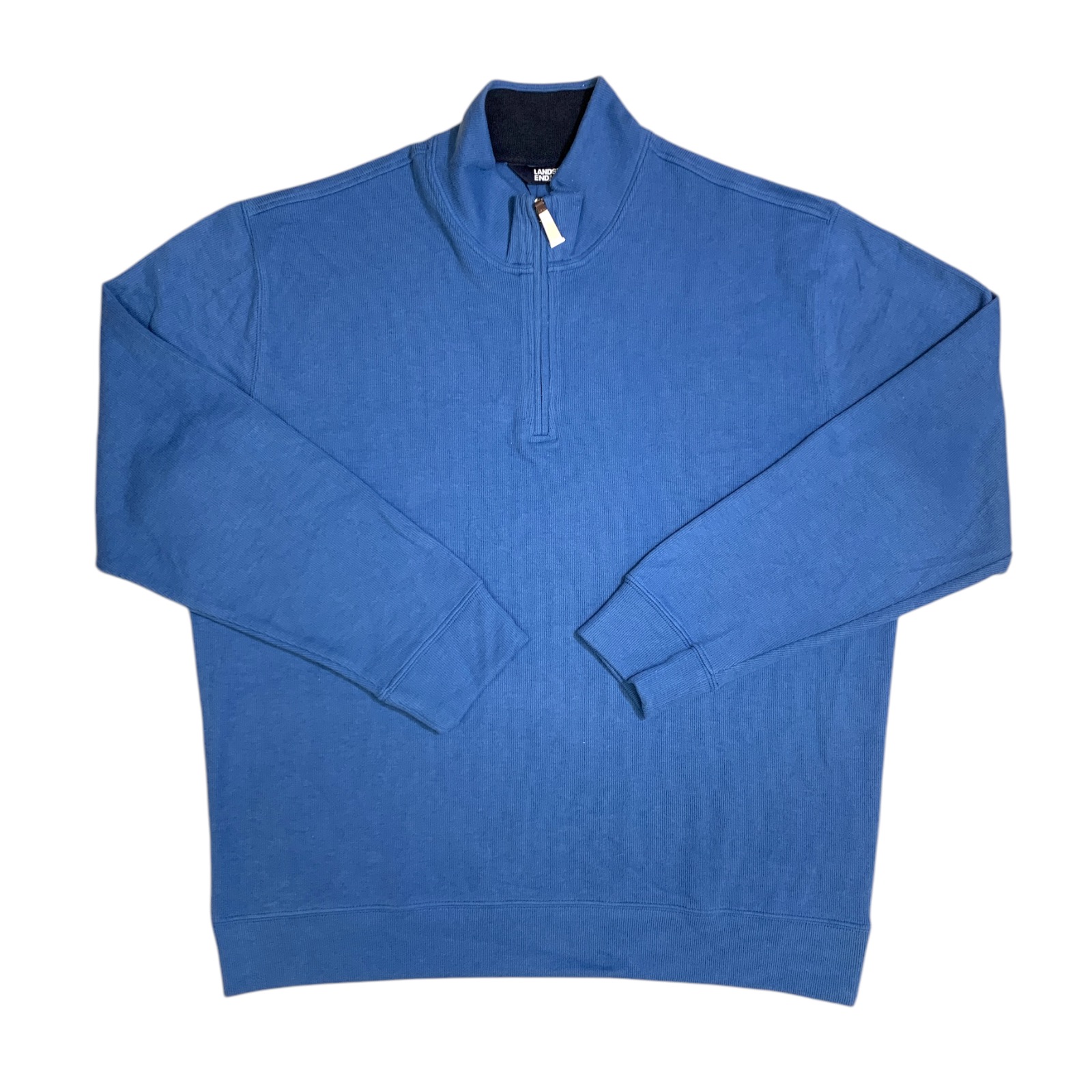 Lands' End Men's Bedford Rib Quarter Zip Long Sleeve Soft Cozy