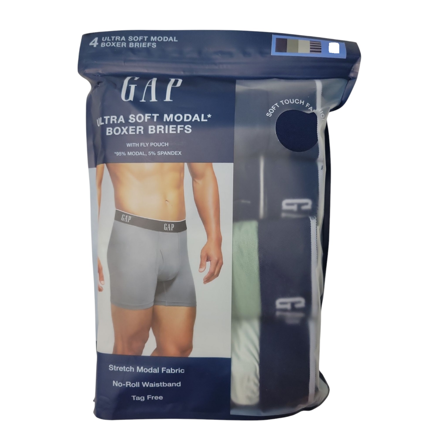 GAP Men's Ultra Soft Stretch Modal No Roll Waistband Boxer Briefs, 4 Pack - Picture 7 of 8