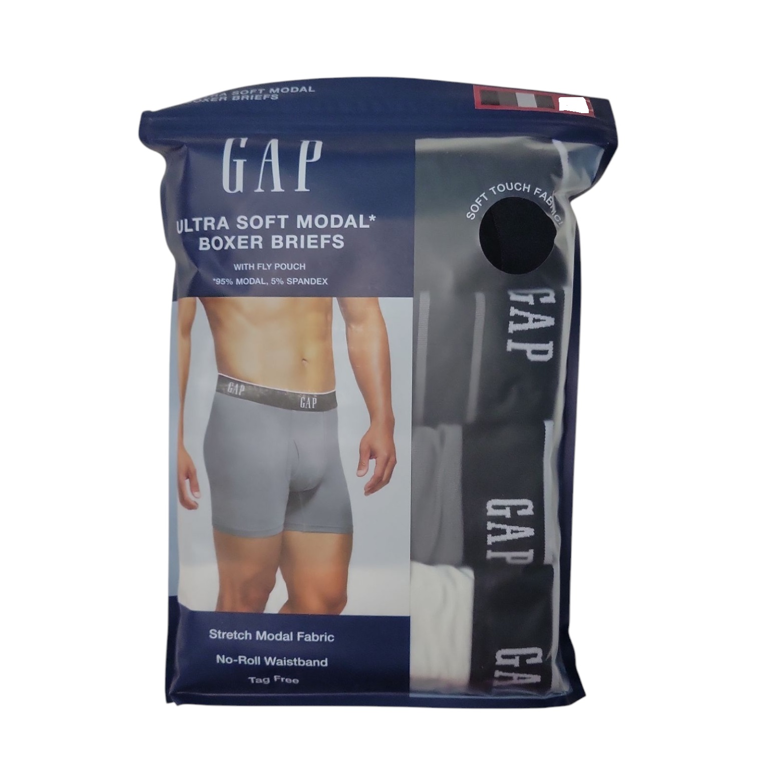 GAP Men's Ultra Soft Stretch Modal No Roll Waistband Boxer Briefs, 4 Pack - Picture 8 of 8