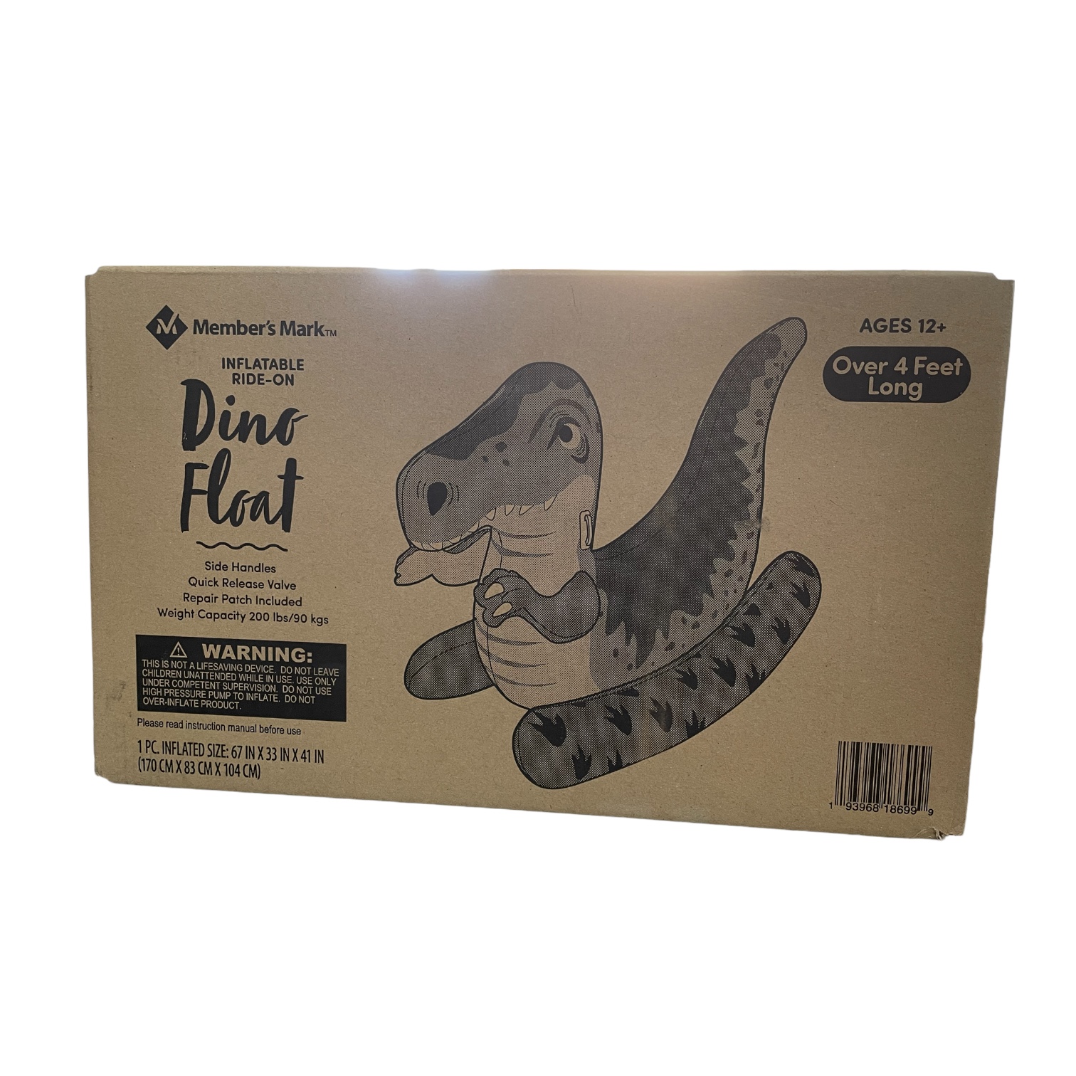 MEMBER'S MARK INFLATABLE RideOn Pool Float with Side Handles 27.99