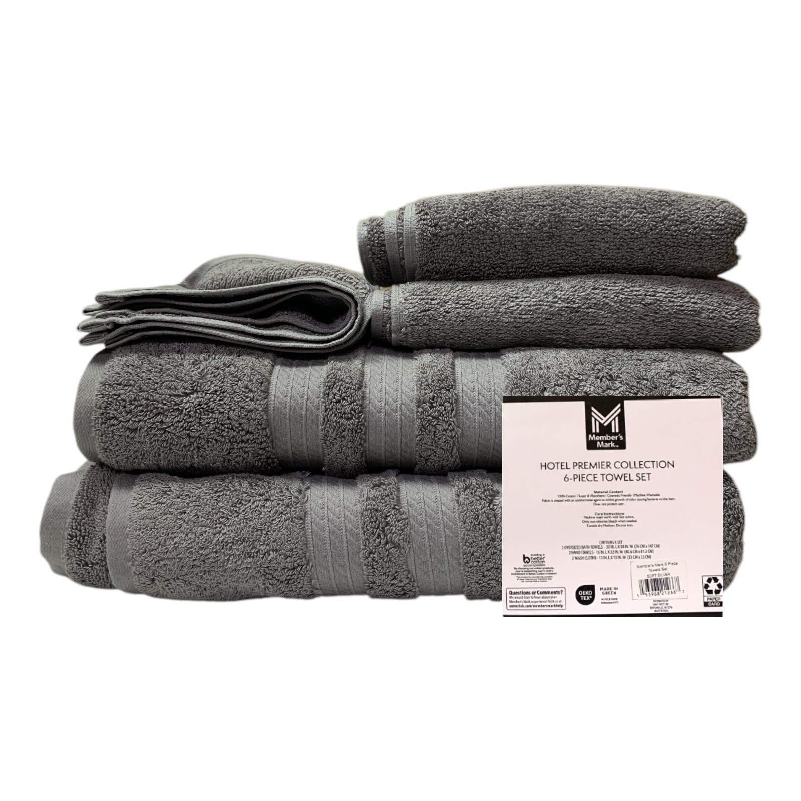 Member's Mark Hotel Premier Collection 6-Piece Cotton Bathroom Towel Set - Picture 13 of 14