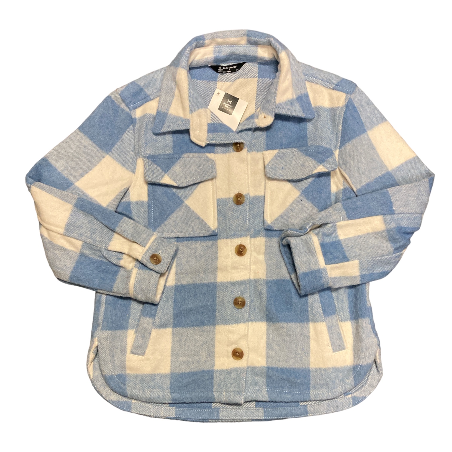 Member's Mark Girl's Long Sleeve Relaxed Fit Button Up Plaid Shacket - Picture 5 of 7