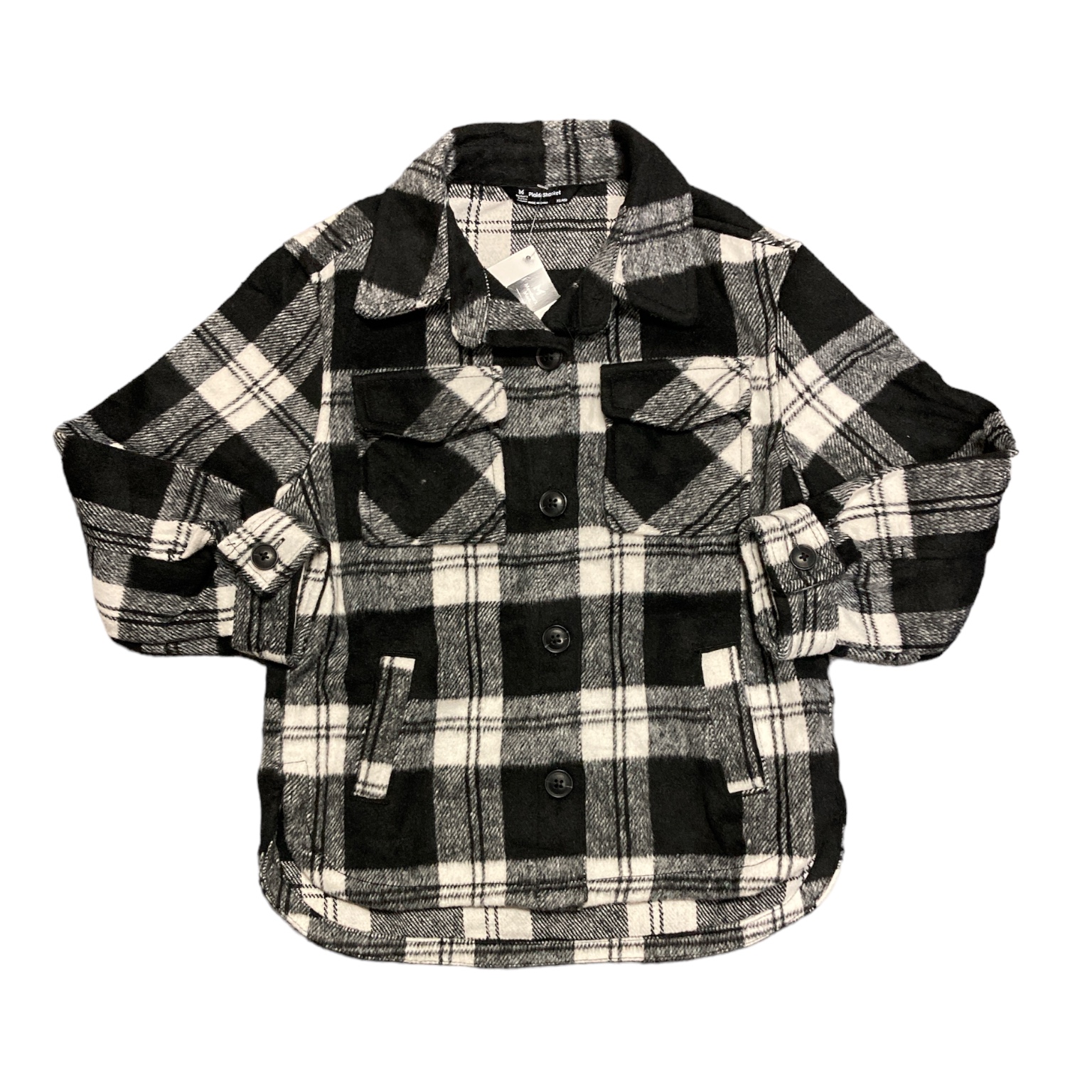 Member's Mark Girl's Long Sleeve Relaxed Fit Button Up Plaid Shacket - Picture 3 of 7