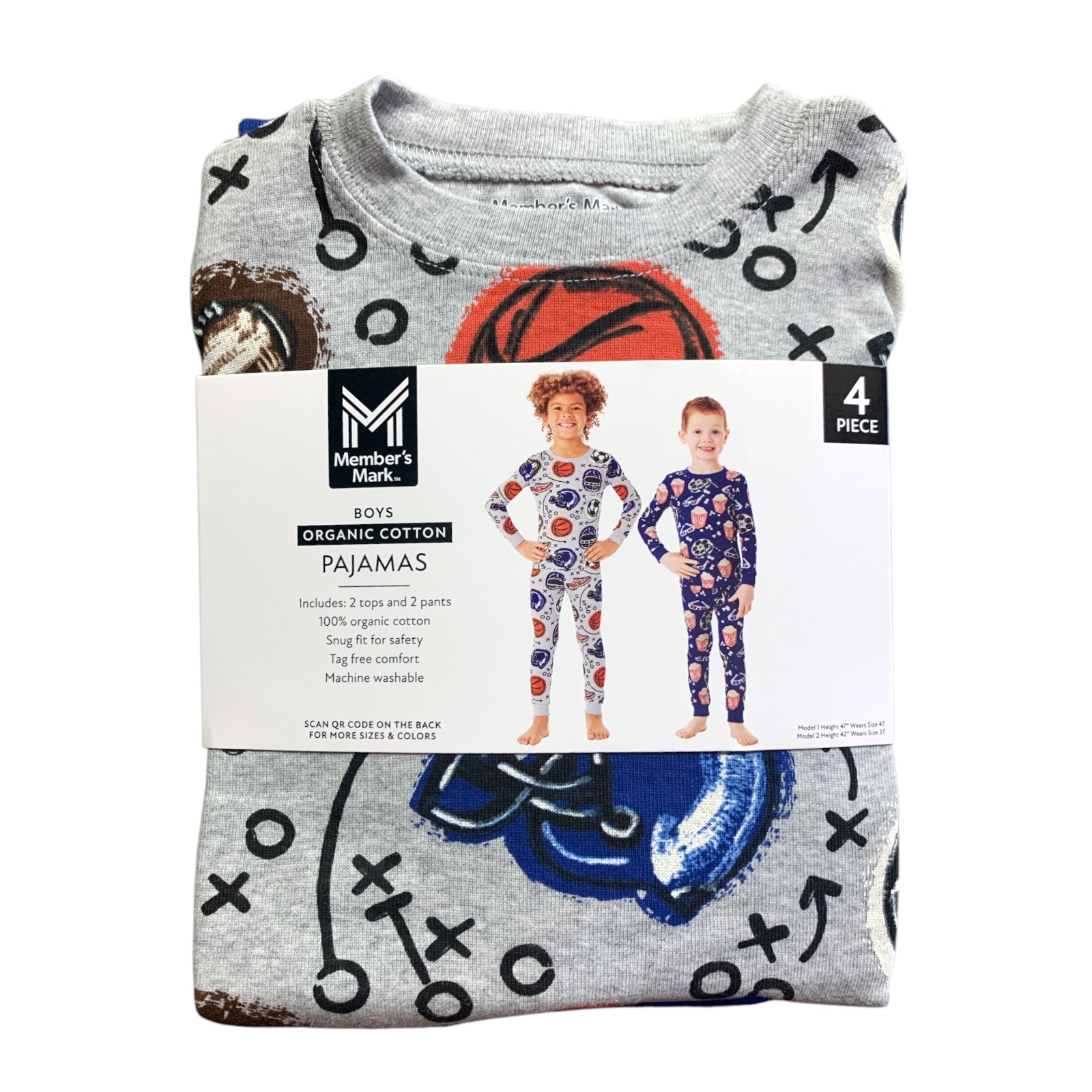 Member’s Mark Boys Organic Cotton Pajamas 4-Piece, 100% Organic Cotton