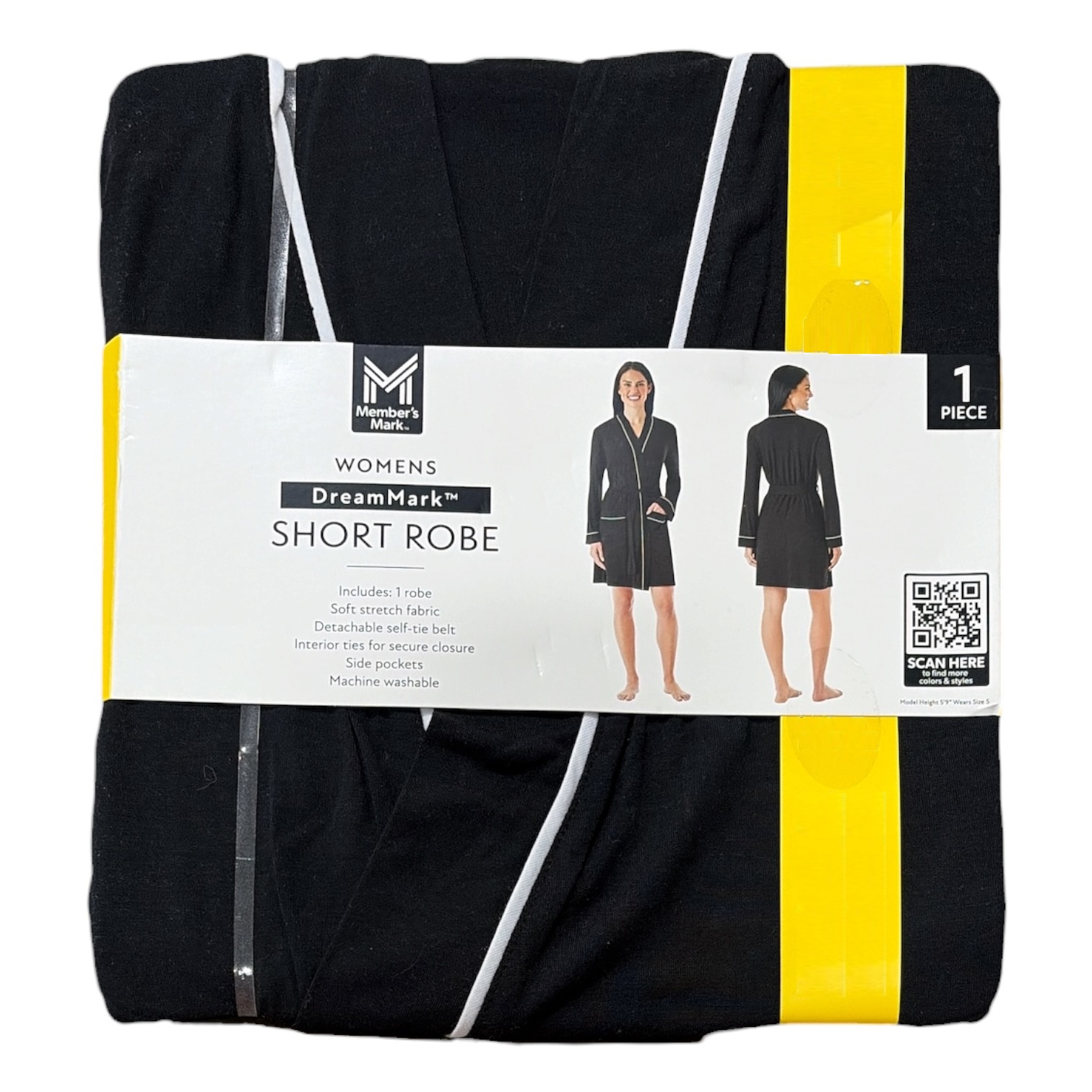 Member’s Mark Womens Dream Mark Short Robe, Classic Cut with Self-Tie Belt