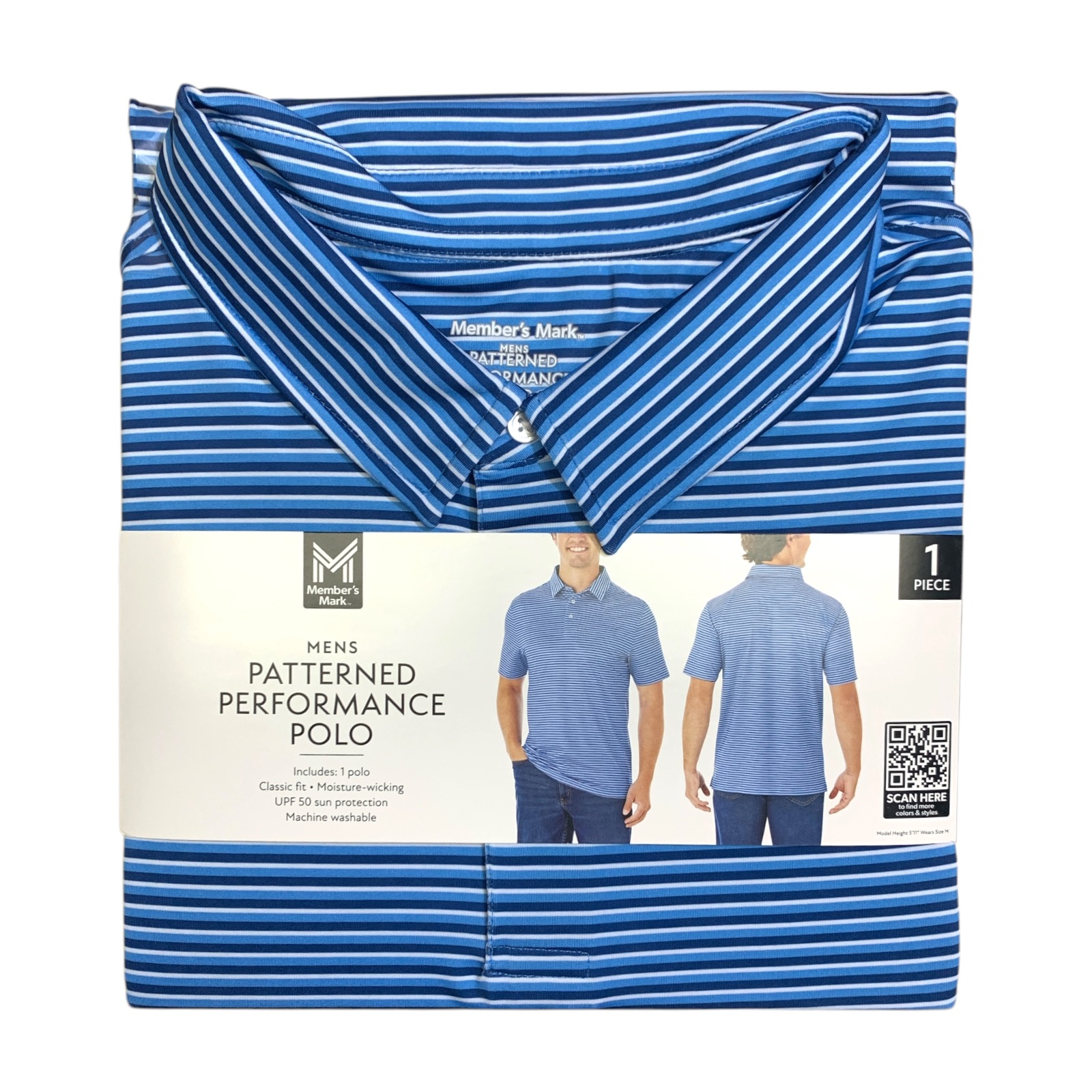Member’s Mark Mens Patterned Performance Polo, Classic Fit, Moisture-Wicking