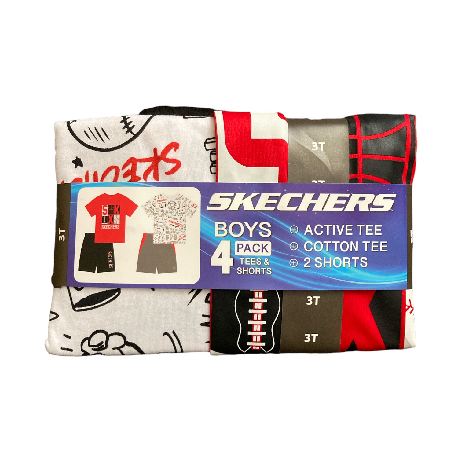 Skecher's Boy's 4-Pack Cotton Tees & Active Shorts Playwear Set - Picture 5 of 7