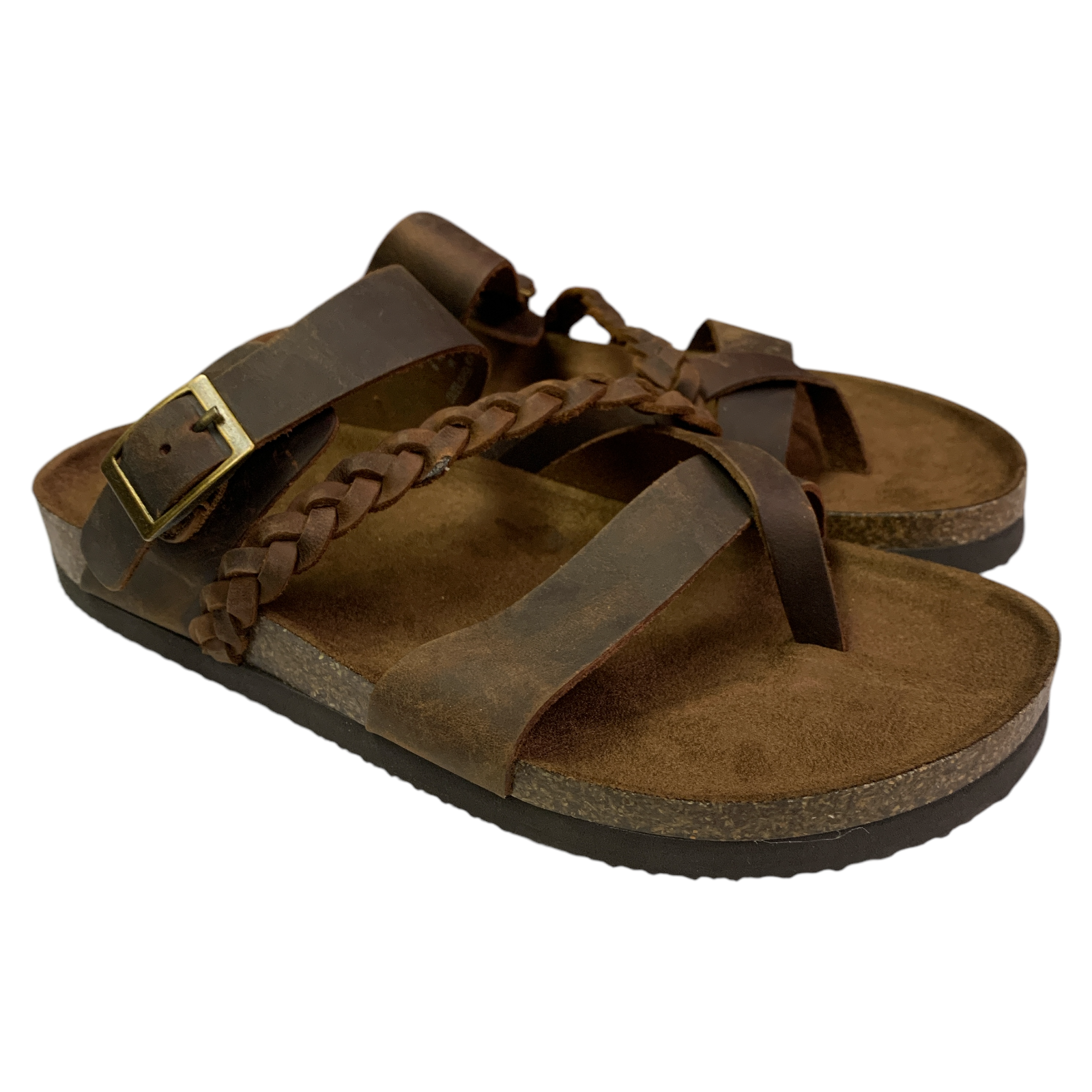 Удобные женские сандалии-слипоны на горной подошве с плетеным кожаным верхом