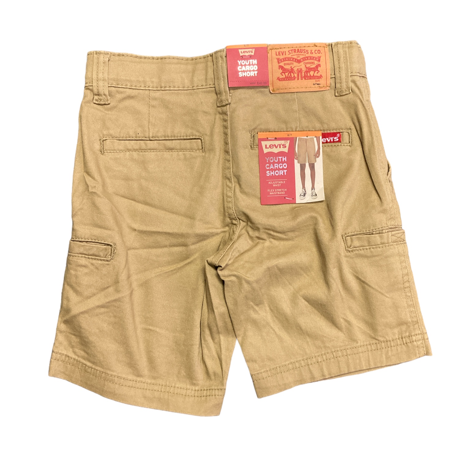 Levi's Boy's Youth Durable Twill Pockets Adjustable Waist Cargo Short - Picture 4 of 4