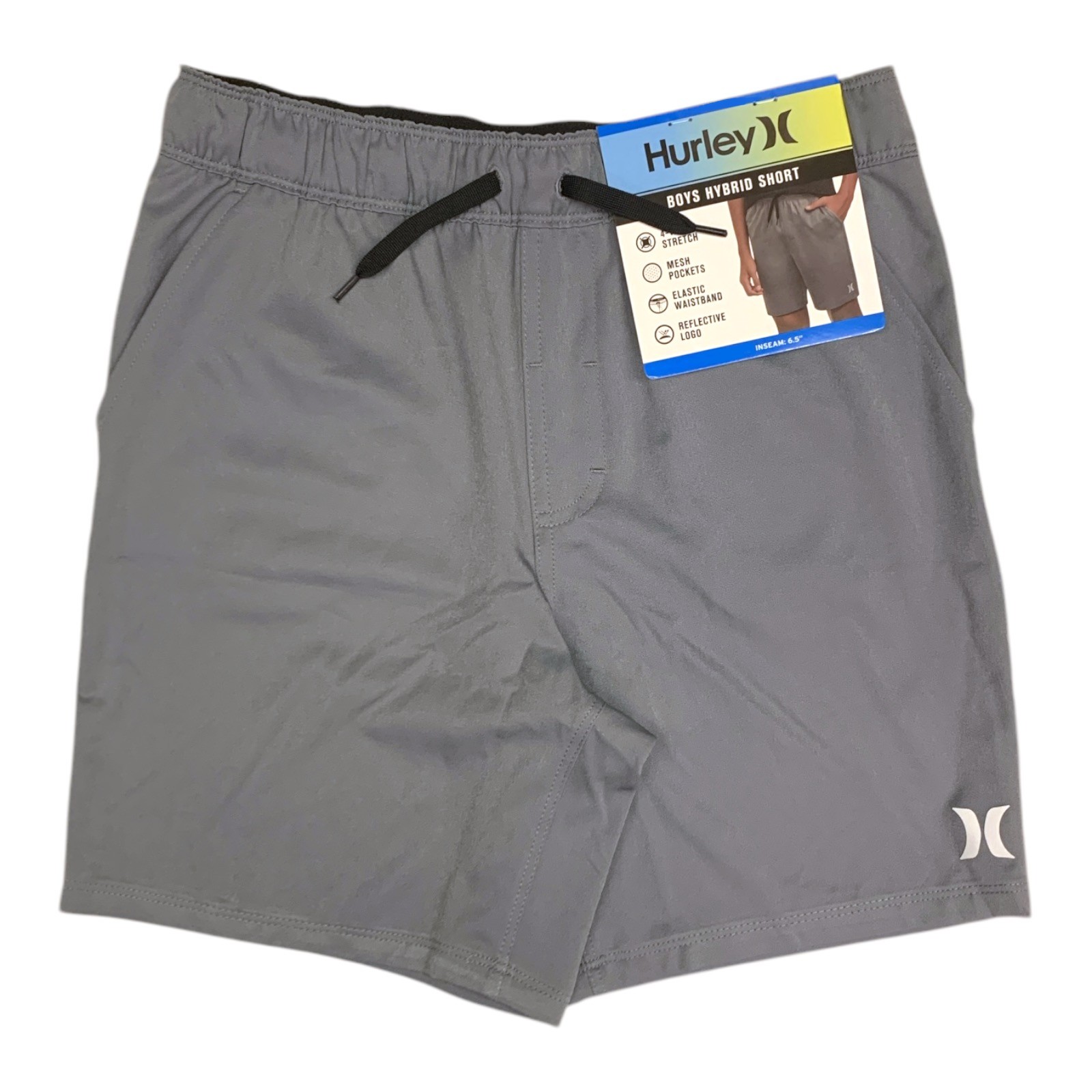 Hurley Boys Hybrid Short, 4-Way Stretch, Elastic Waistband and Reflective Logo