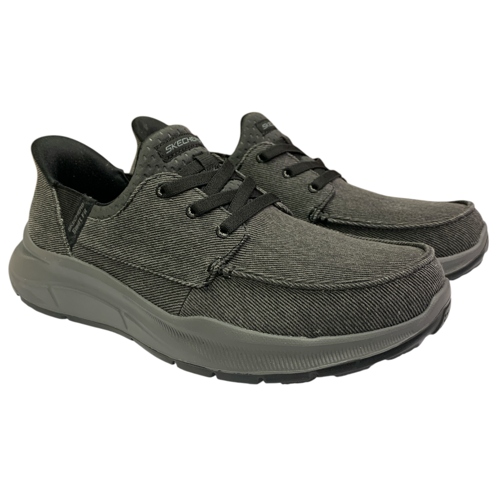 SKMT Skechers Men's Hands Free Swift Fit Moccasin Toe Canvas Sneaker