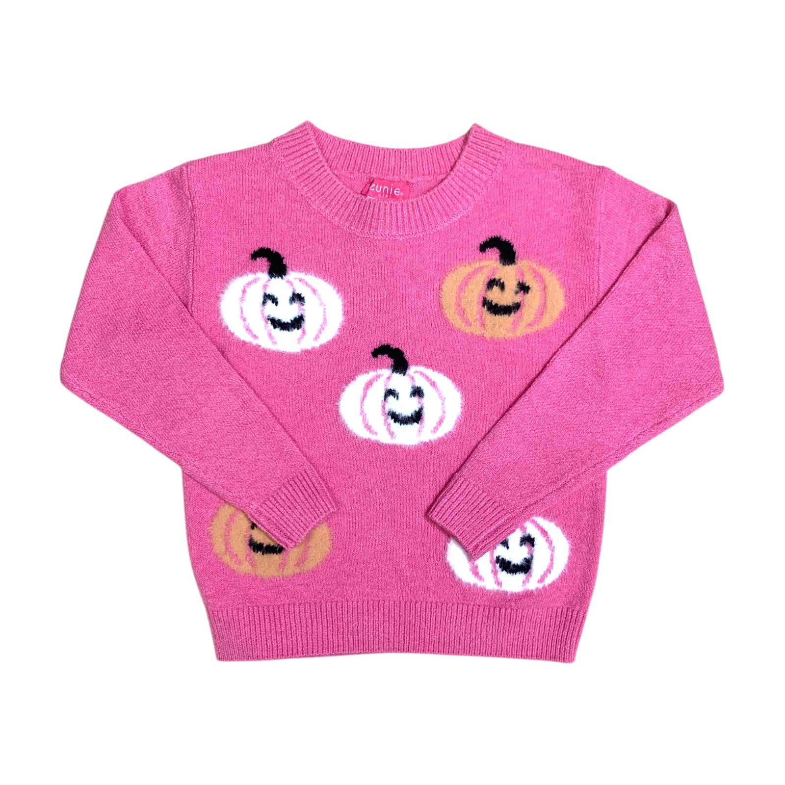 Zunie Girl Girls Halloween Themed Holiday Sweater, Long Sleeve, Eyelash Yarn