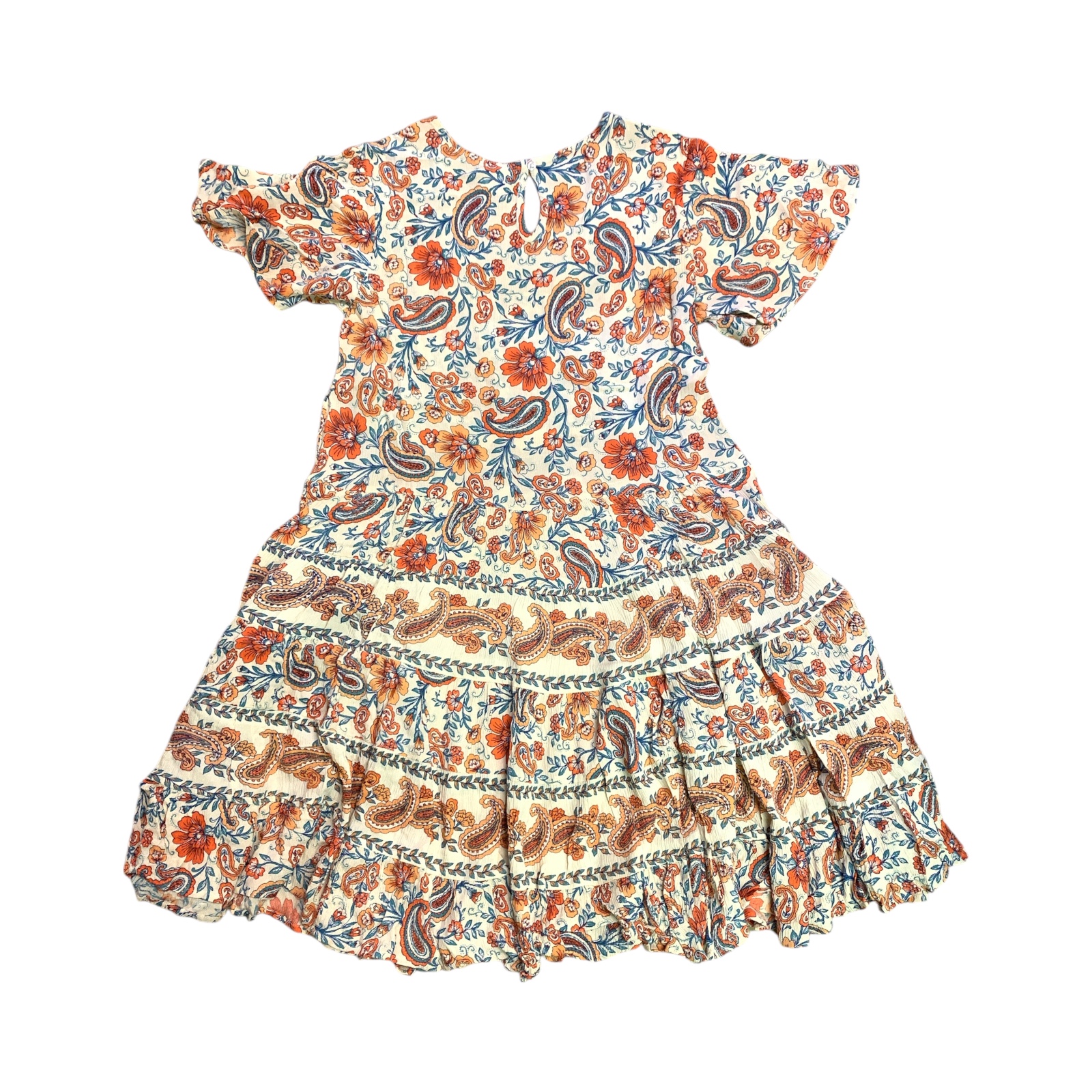 Bila Women's Soft Short Swingy Crepe Tiered Floral Paisley Dress, M2628F - Picture 12 of 16