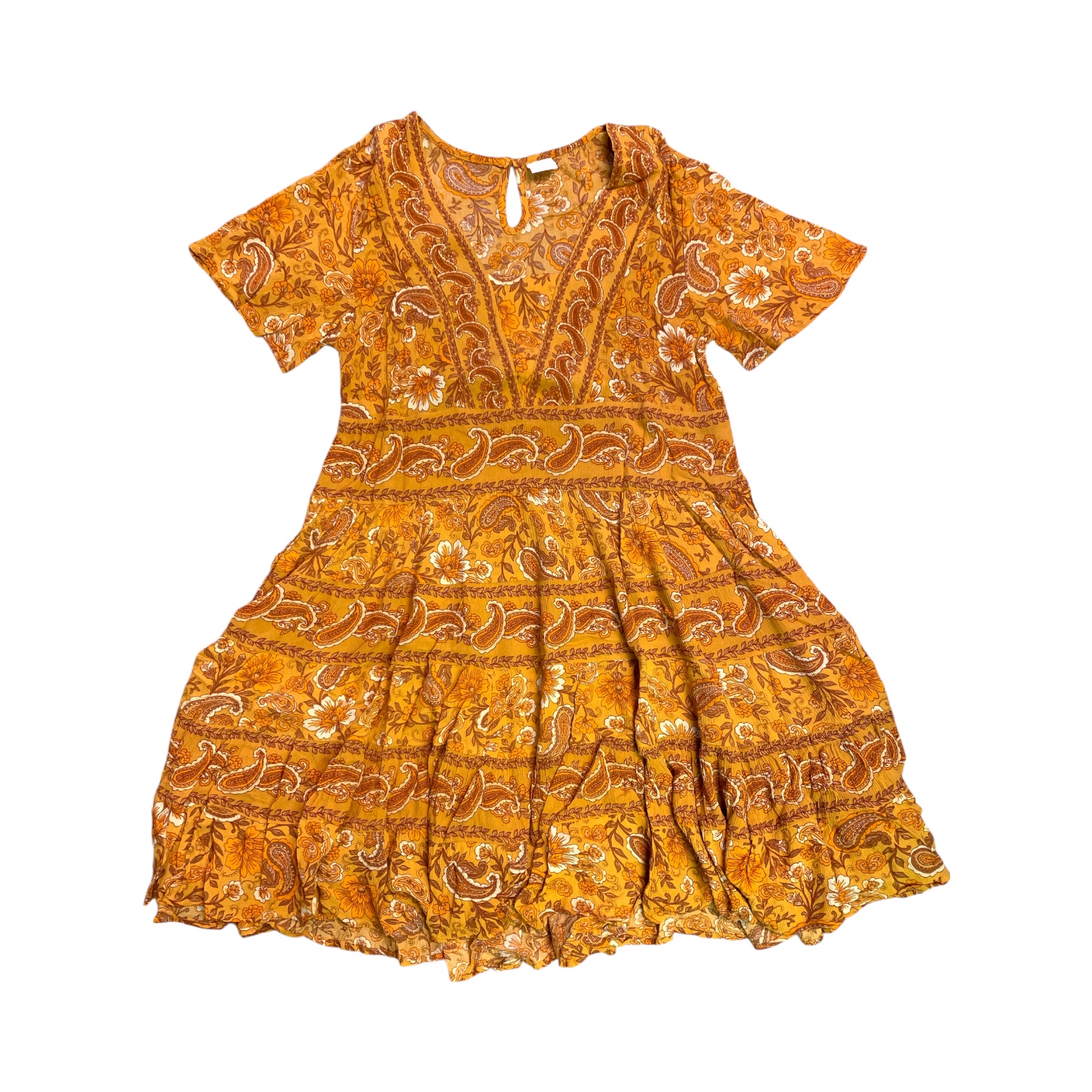 Bila Women's Soft Short Swingy Crepe Tiered Floral Paisley Dress, M2628F - Picture 13 of 16