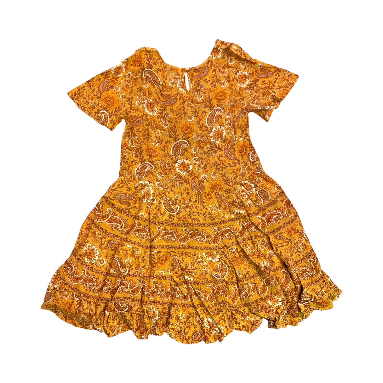 Bila Women's Soft Short Swingy Crepe Tiered Floral Paisley Dress, M2628F - Picture 14 of 16