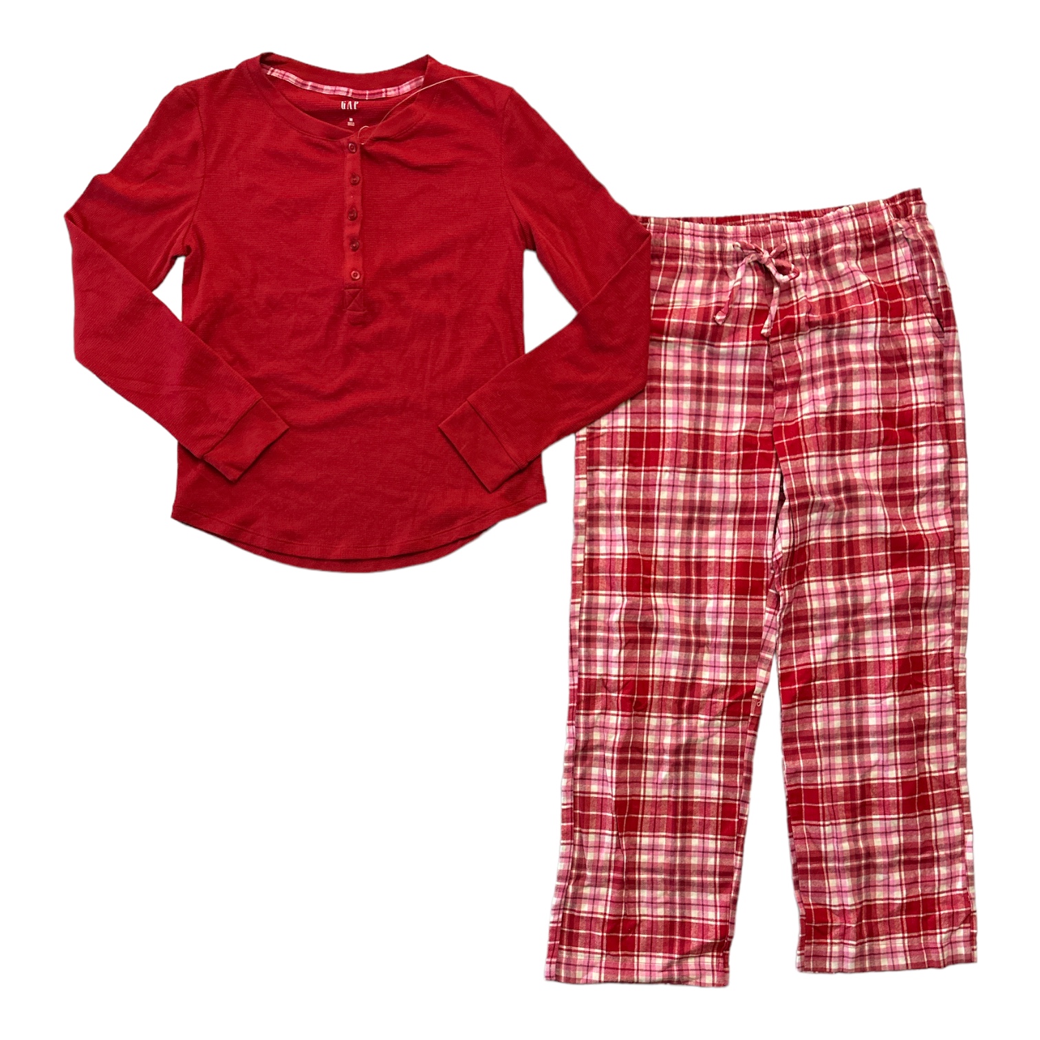 GAP Women's Long Sleeve Thermal Shirt and Flannel Pant 2 Piece Pajama Set - Picture 3 of 4