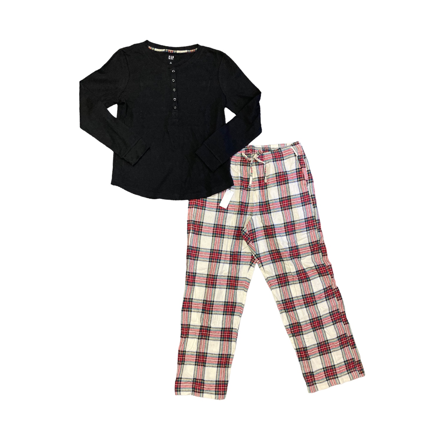 GAP Women's Long Sleeve Thermal Shirt and Flannel Pant 2 Piece Pajama Set - Picture 4 of 4