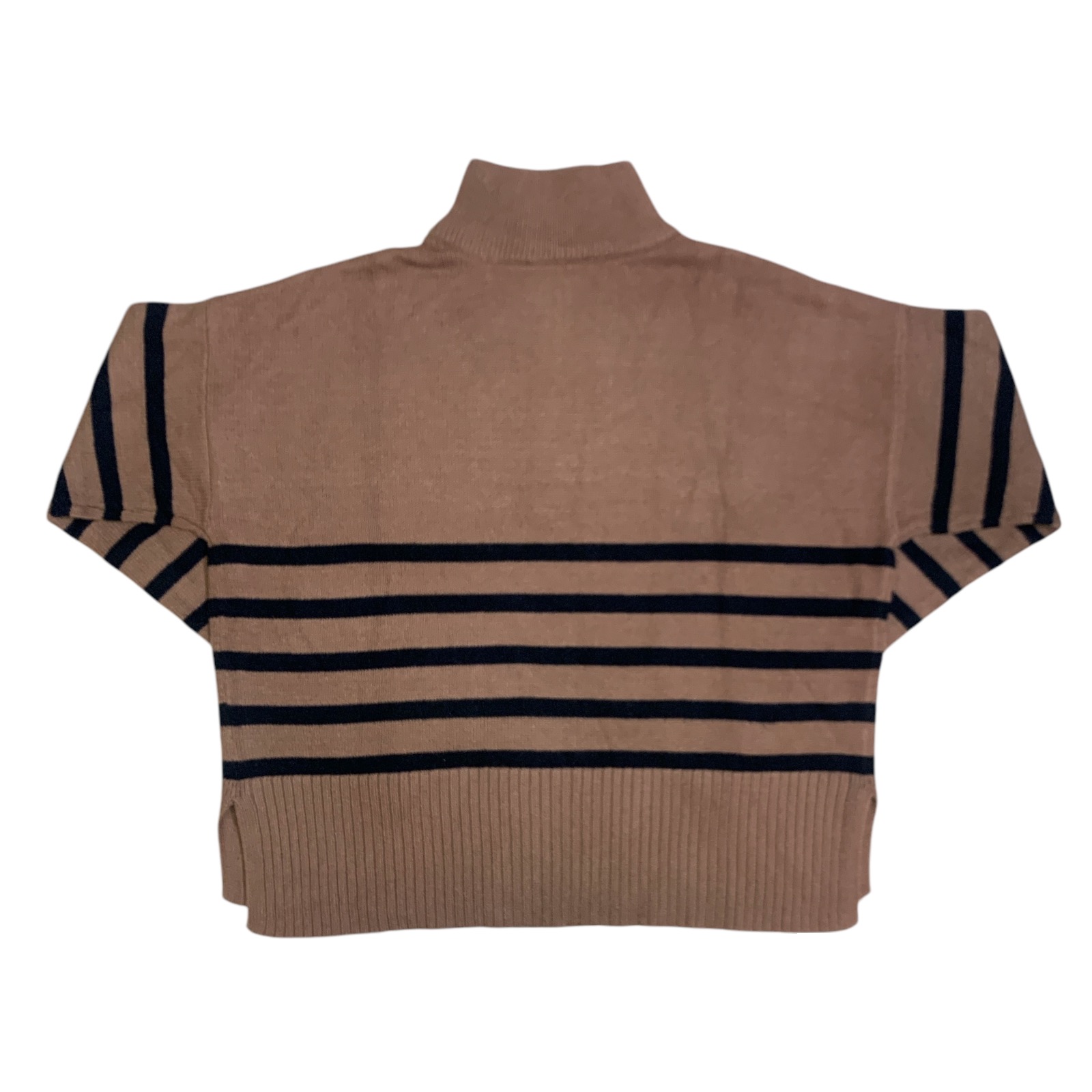 DKNY Women's Brown with Black Long Sleeve Quarter-Zip Sweater