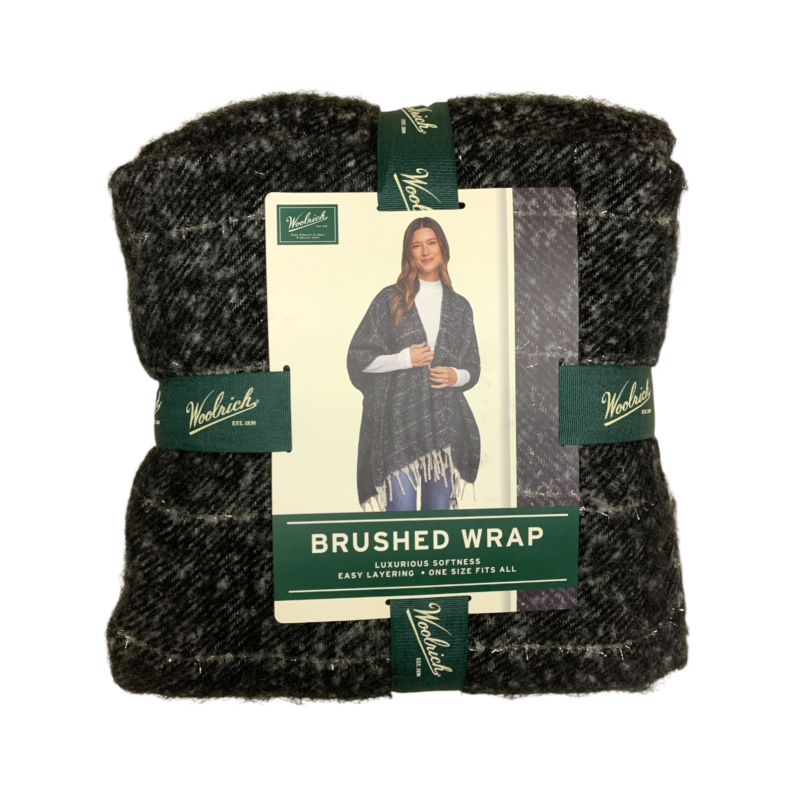 Buy Woolrich Wrap Sweater Poncho Shawl Open Front One Size Black