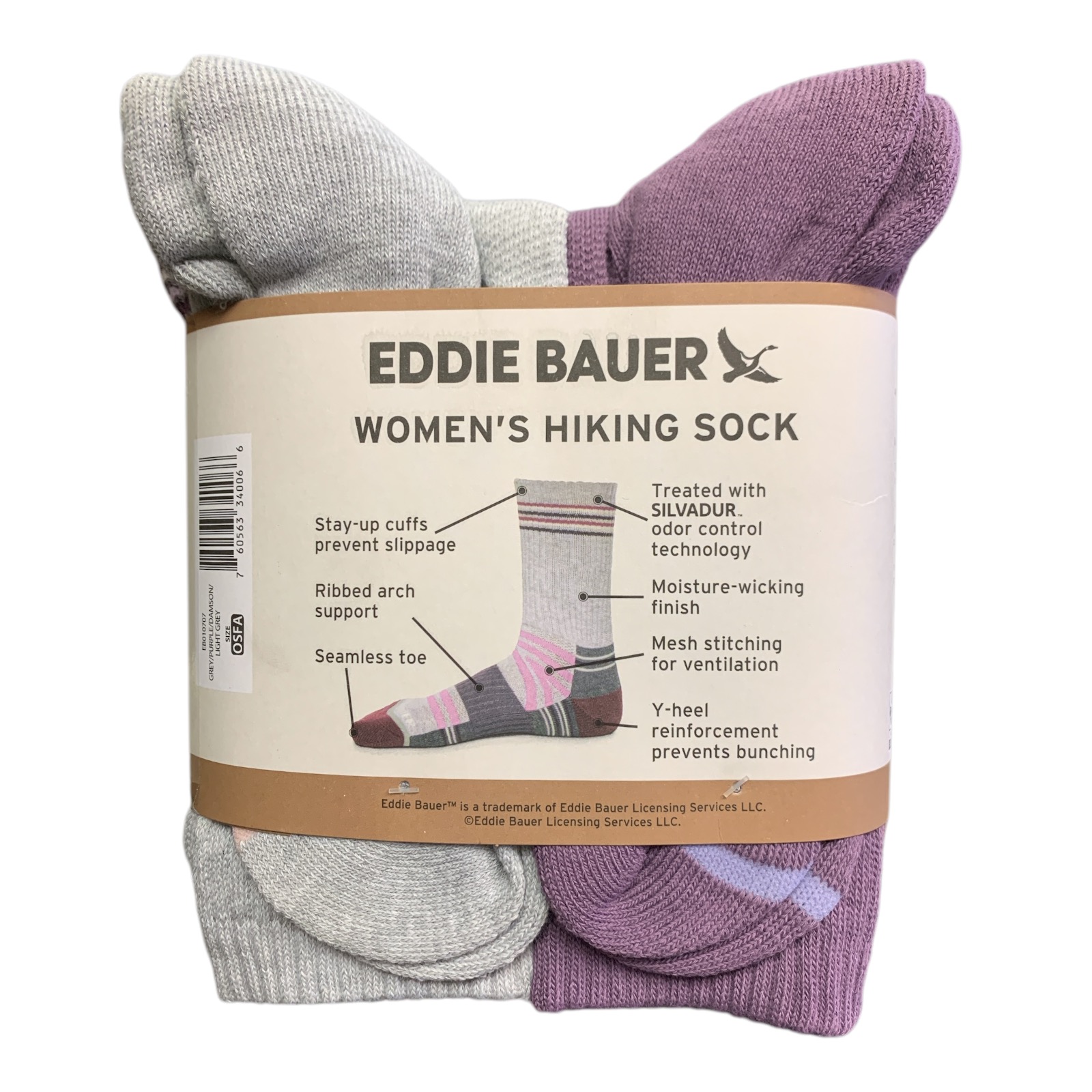 Eddie Bauer Women's Hiking Sock, 4 Pack, Moisture WIcking, Fits Sizes 5-10