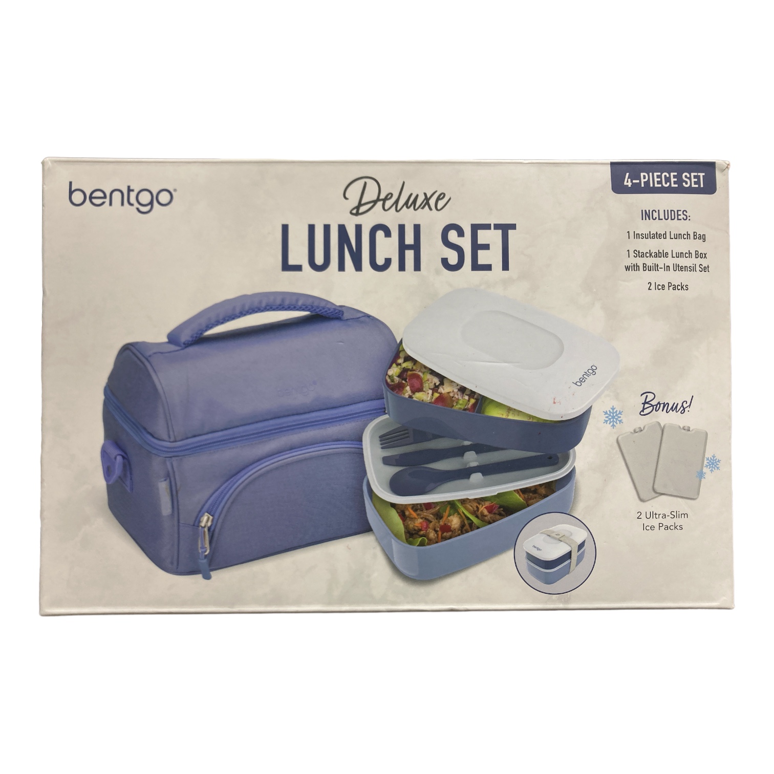 Bentgo 4-Piece Deluxe Set With Insulated Lunch Bag, Ice Pack