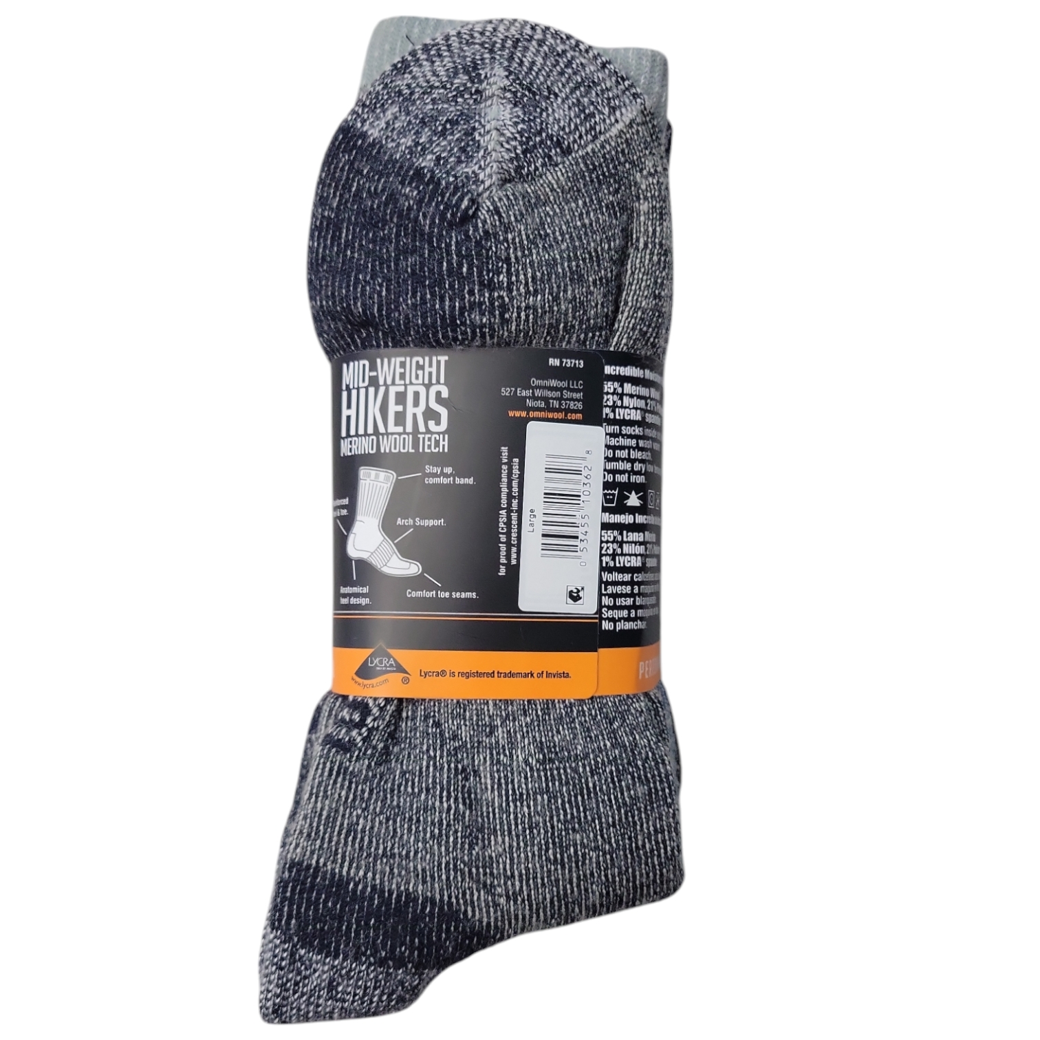 Omni Wool Unisex Warm Merino Wool Hikers & Hunting Socks, 3 Pack