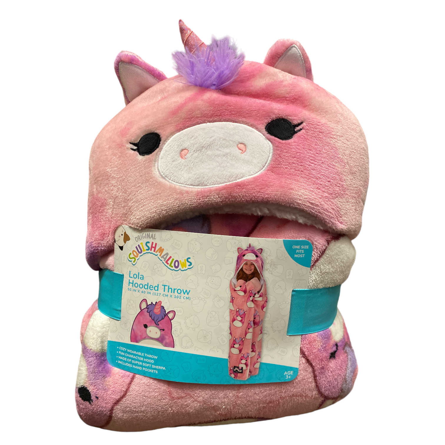 Squishmallows Sherpa súper suave tiro con capucha con bolsillos para las manos - Imagen 7 de 9