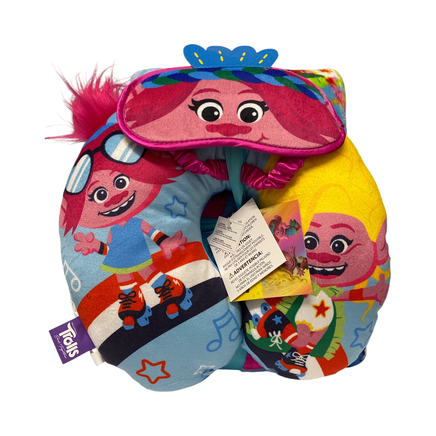 Licensed 3-Piece Kids Character Travel Set, with Neck Pillow, Throw, & Eye Mask