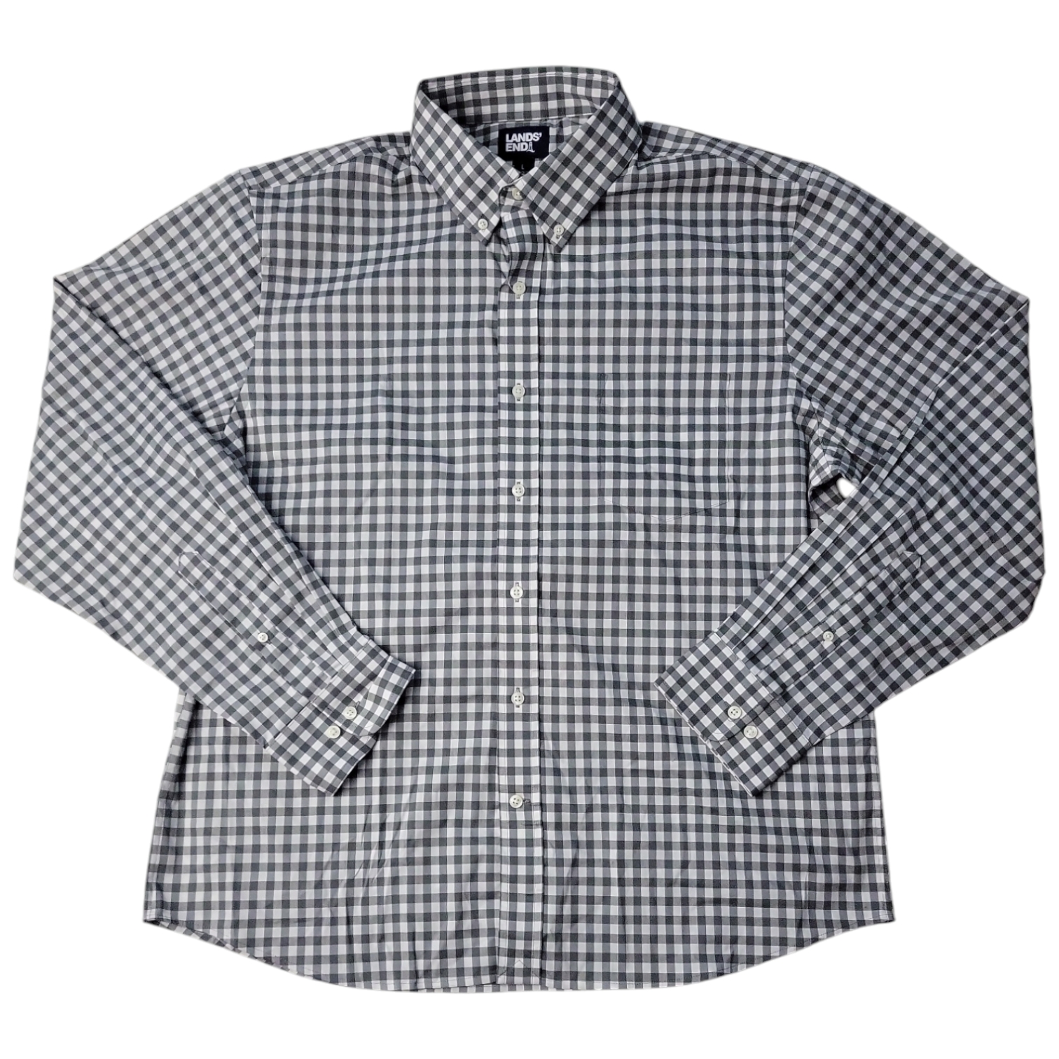 Мужская рубашка с длинным рукавом из эластичной ткани Lands End Mens Performance