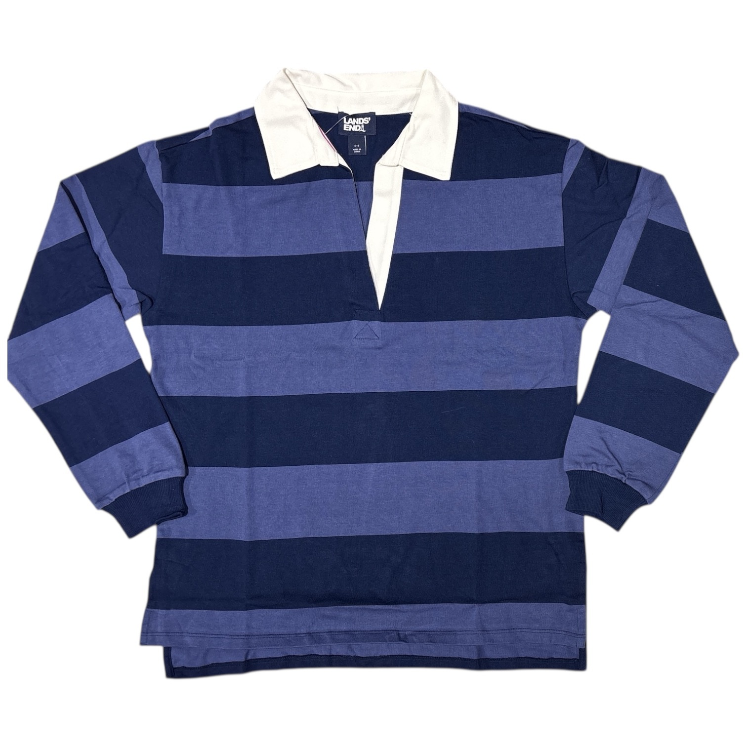 Lands’ End Women’s 100% Cotton Long Sleeve Rugby Polo Top
