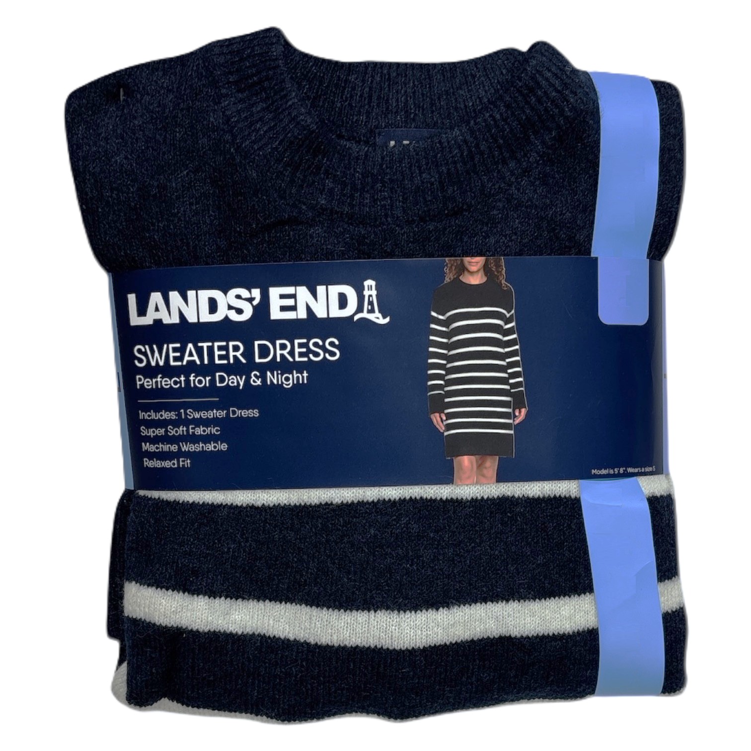 Lands&rsquo; End Women&rsquo;s Long Sleeve Relaxed Fit Crewneck Sweater Dress