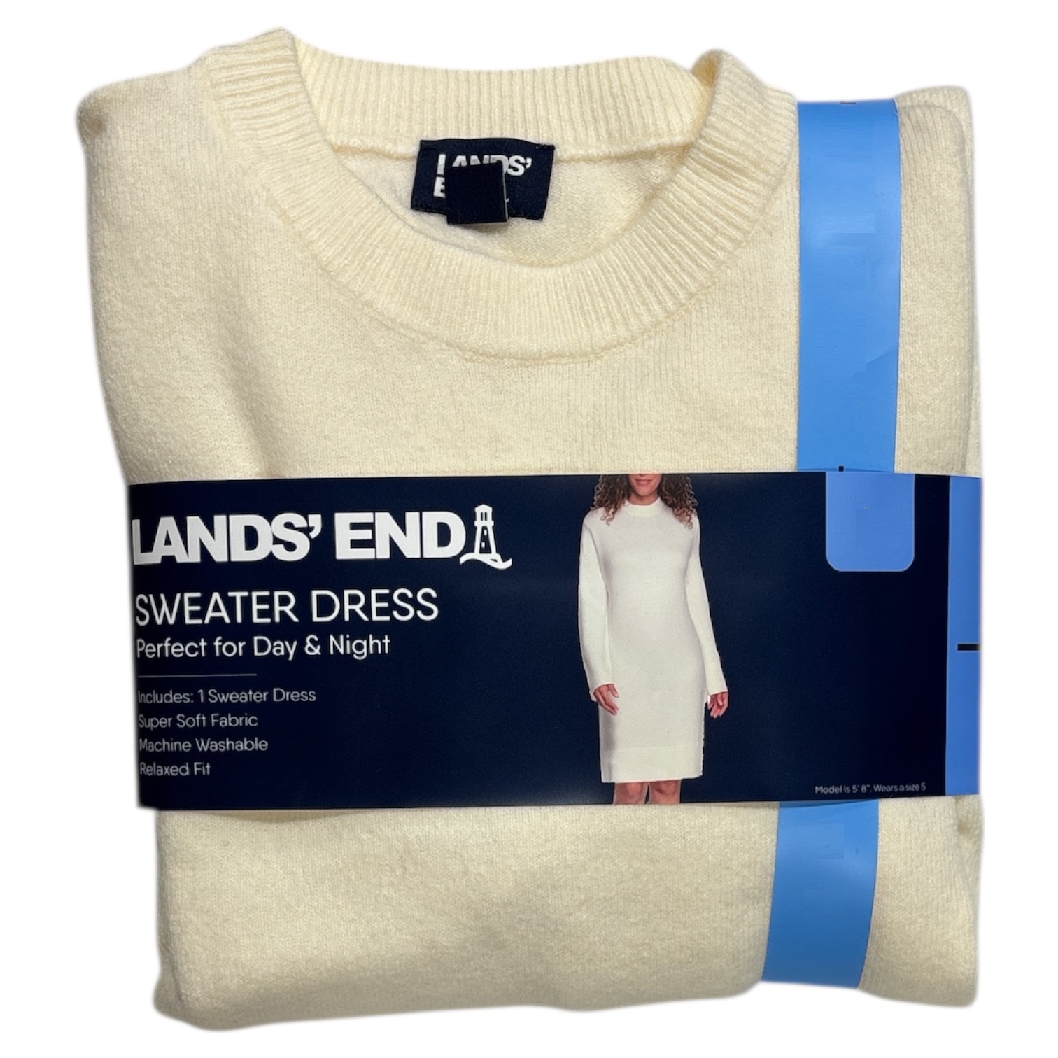 Lands&rsquo; End Women&rsquo;s Long Sleeve Relaxed Fit Crewneck Sweater Dress, Plus Size
