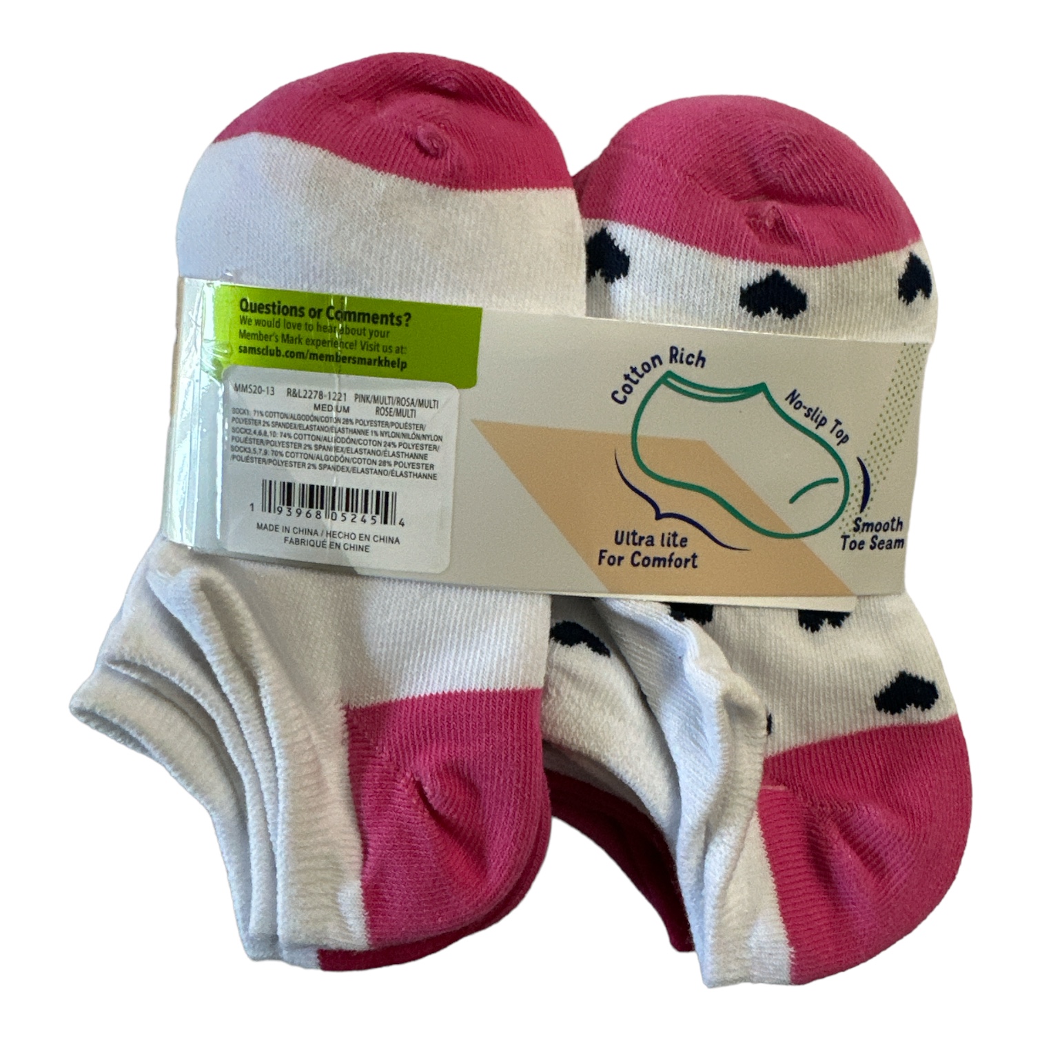 Member's Mark Girl's 10-Pack Ultra Lite Smooth Toe Seam No Show Socks - Picture 5 of 7