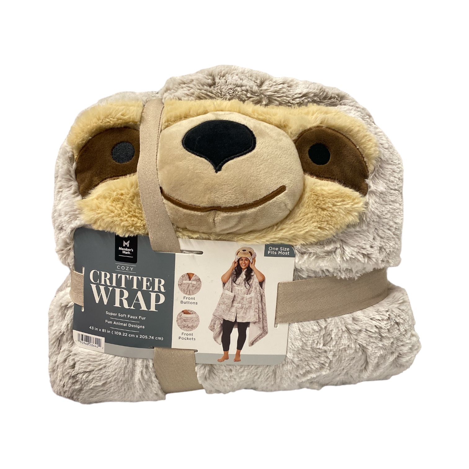 Member's Mark Cozy Faux Fur Critter Wrap, 43"x81" - Picture 2 of 3