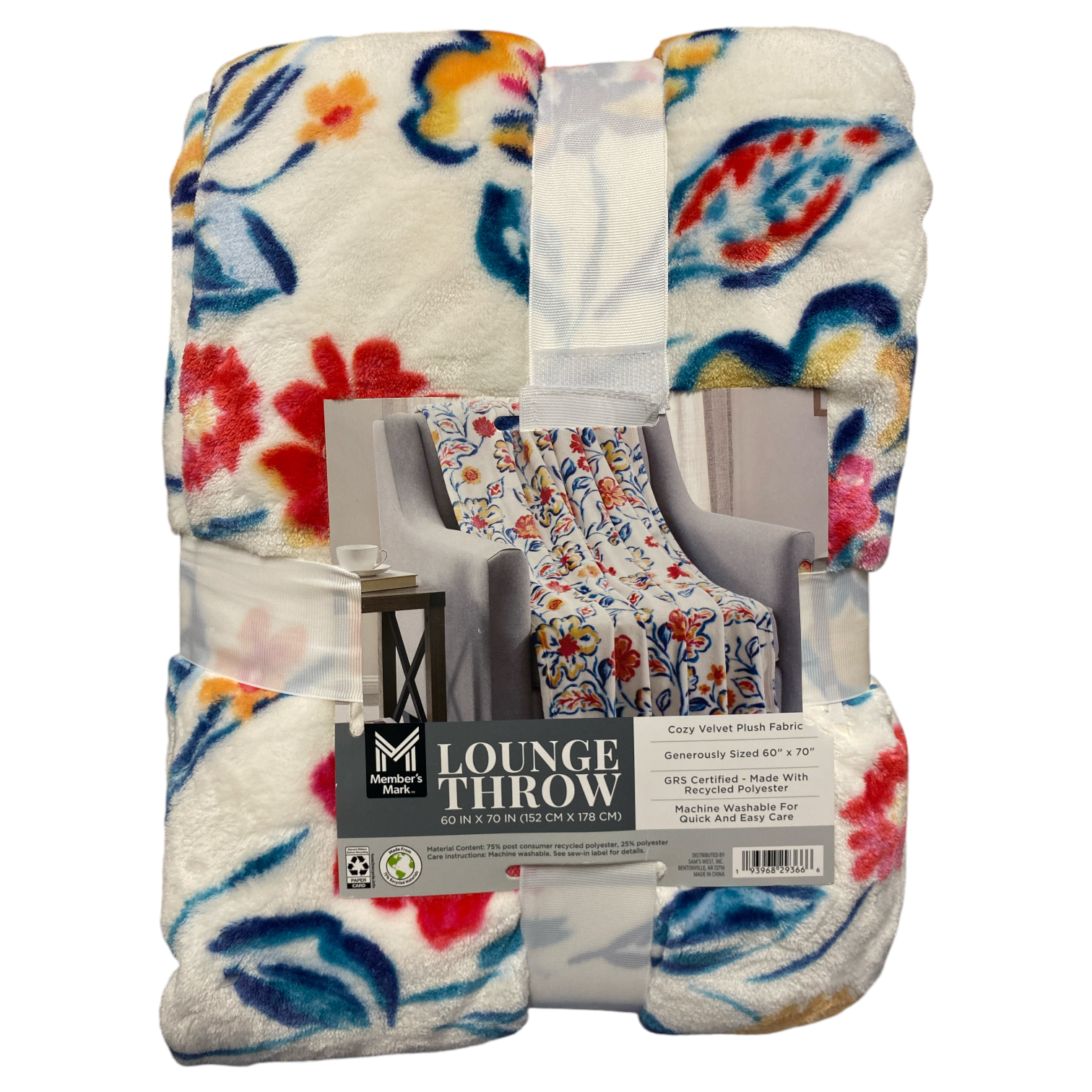 Member's Mark Reversible Velvety Soft Lounge Throw Blanket, 60" x 70"