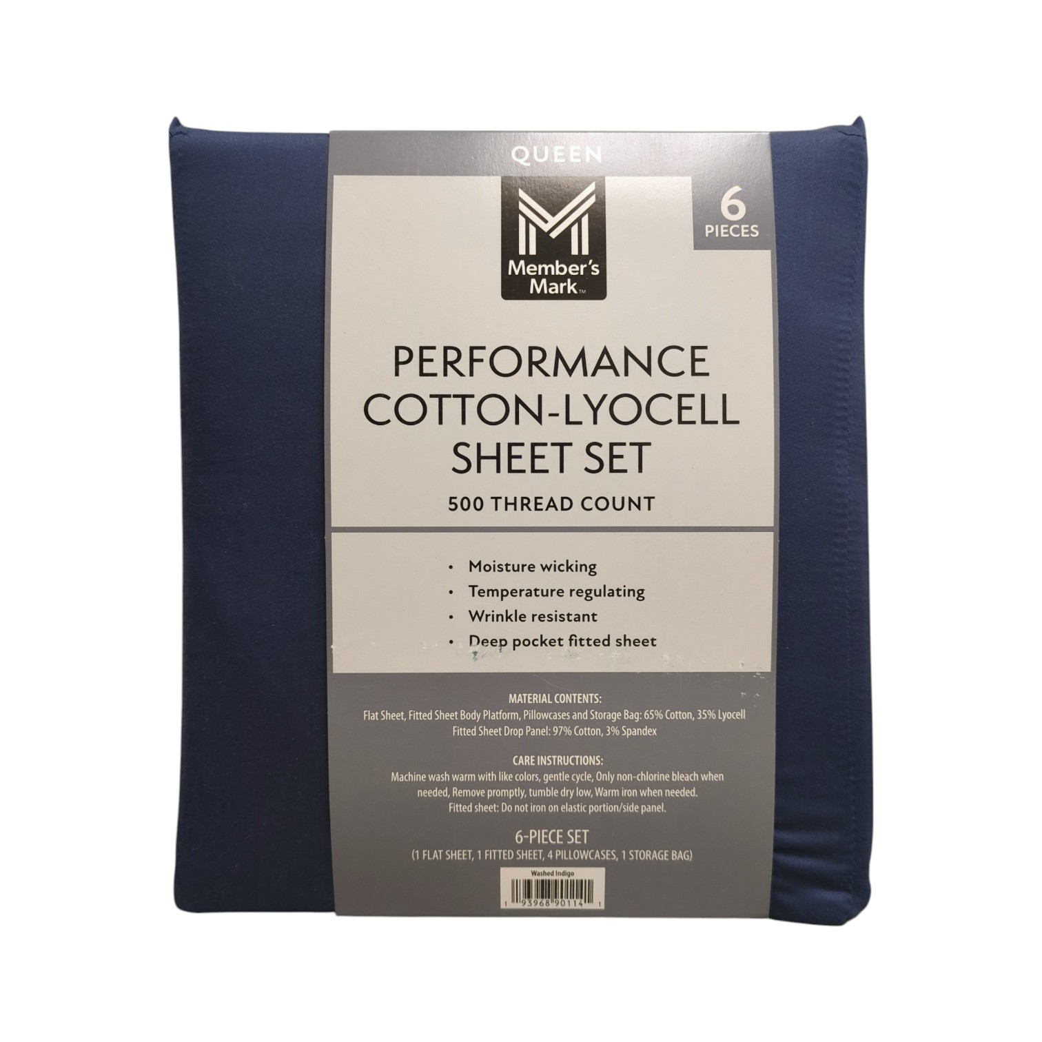 Member’s Mark 500TC Performance Cotton-Lyocell Sheet Set, 6 Piece, Queen